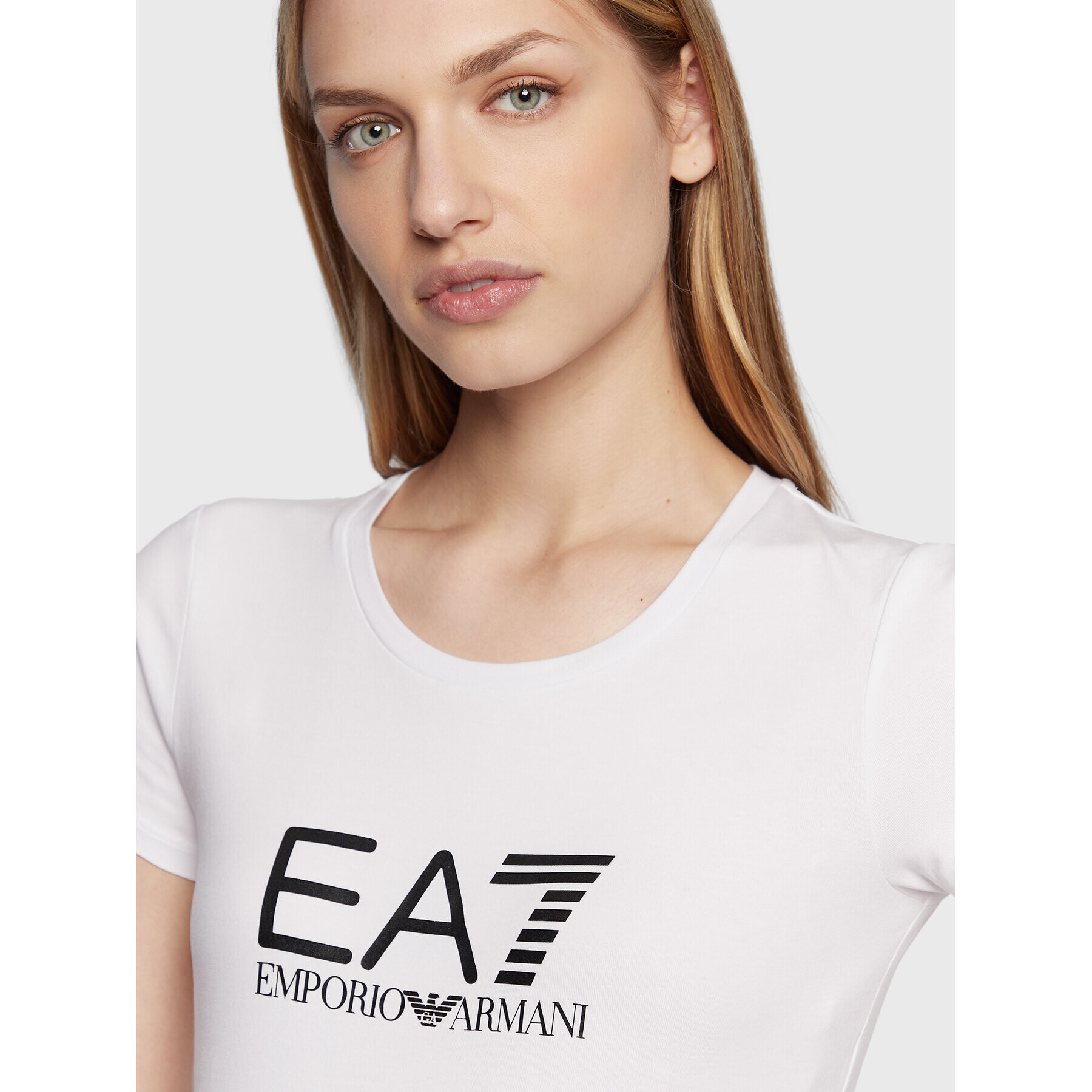 EA7 Emporio Armani Tricou 8NTT66 TJFKZ 0102 Alb Slim Fit - Pled.ro