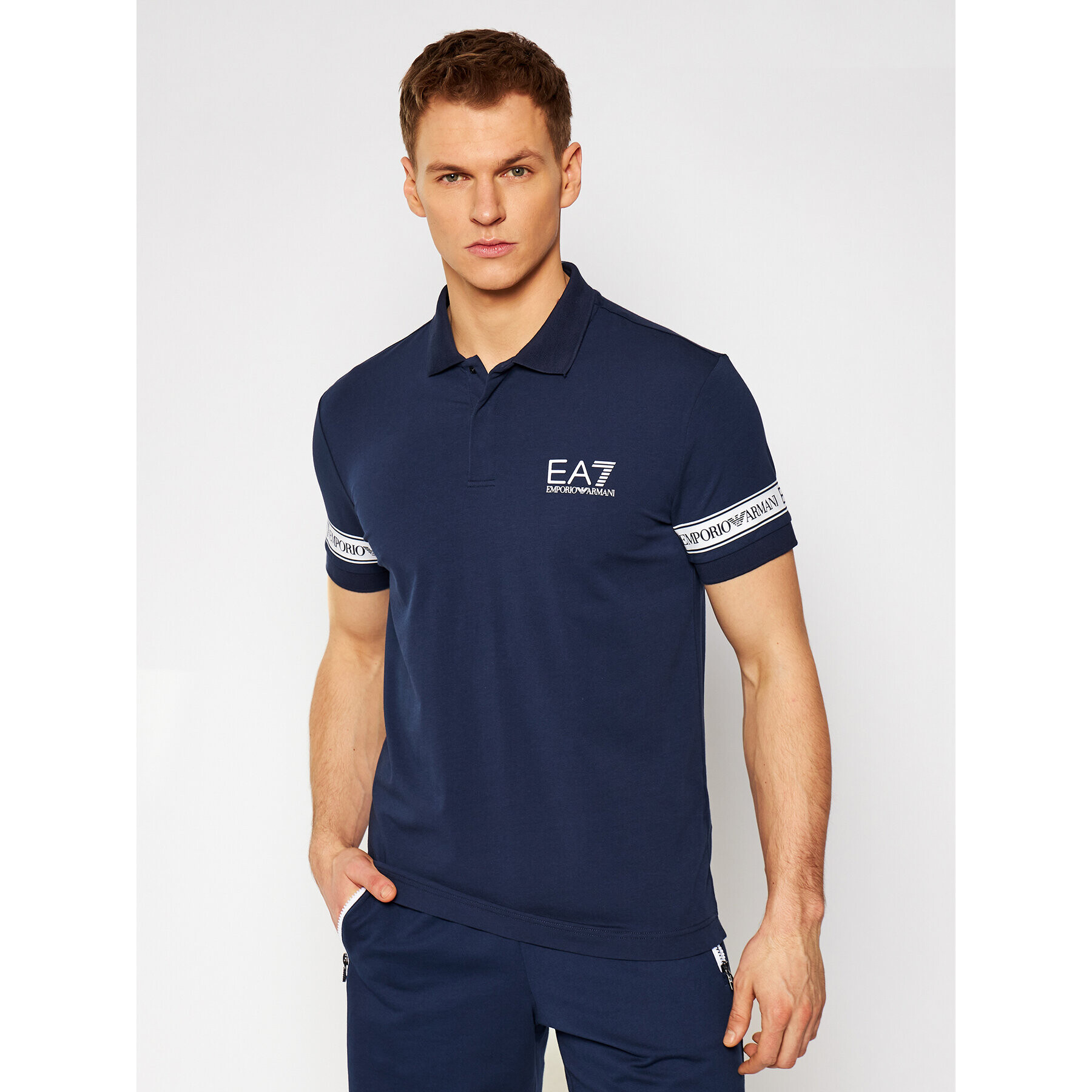 EA7 Emporio Armani Tricou polo 3KPF04 PJ03Z 1554 Bleumarin Regular Fit - Pled.ro