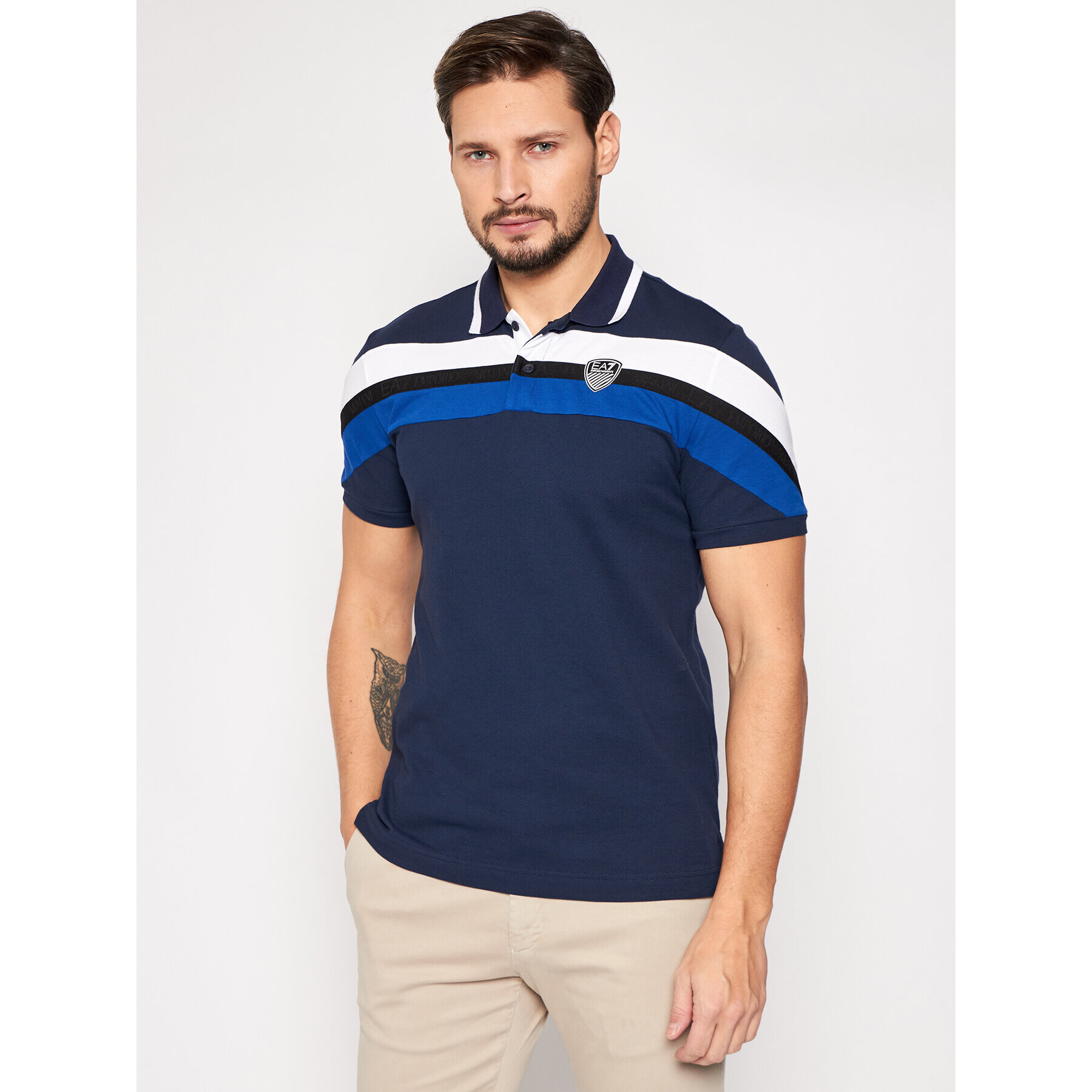 EA7 Emporio Armani Tricou polo 3KPF28 PJ4MZ 1554 Bleumarin Regular Fit - Pled.ro