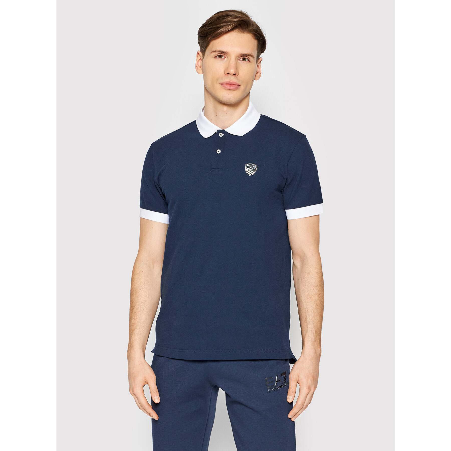 EA7 Emporio Armani Tricou polo 3LPF06 PJ04Z 1554 Bleumarin Regular Fit - Pled.ro