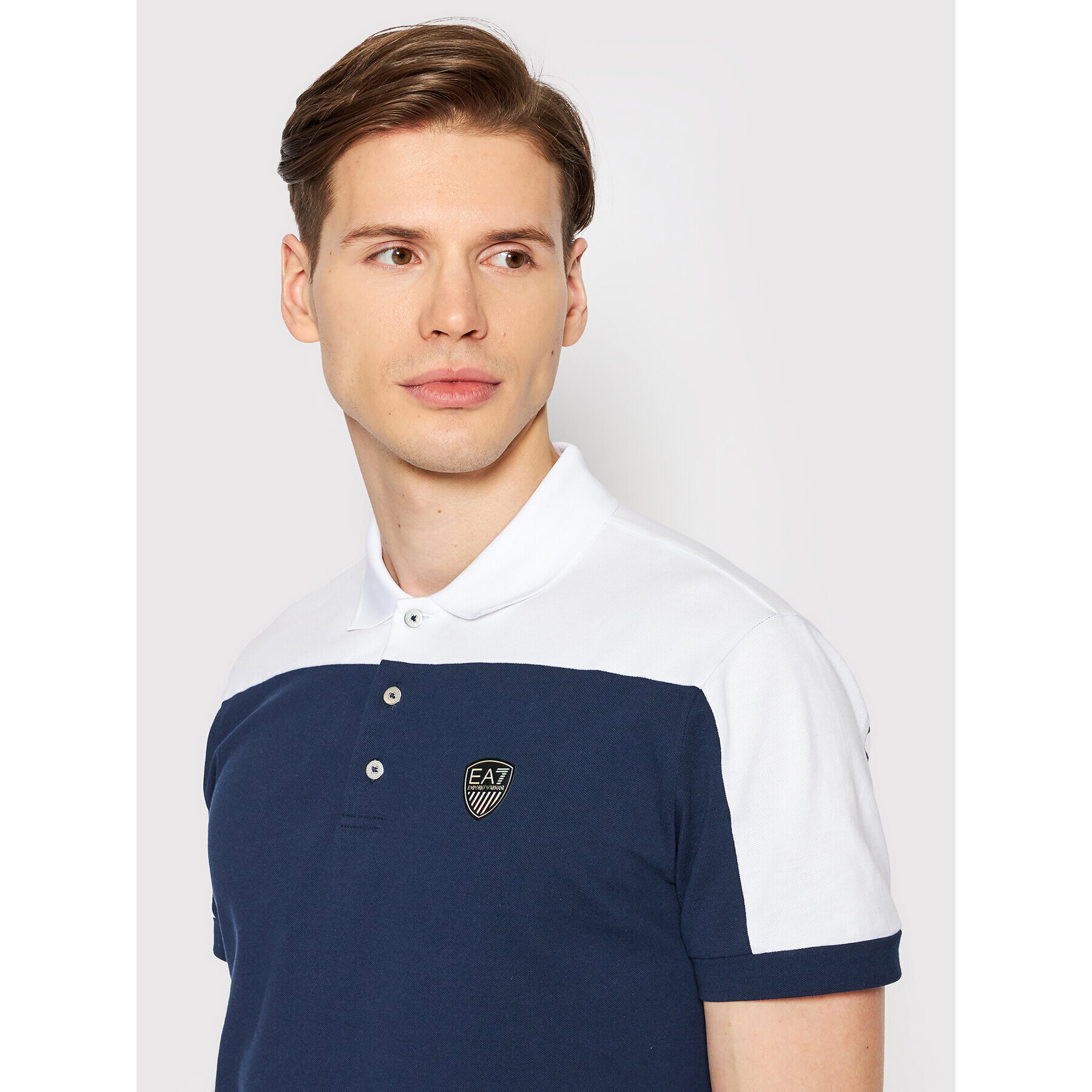 EA7 Emporio Armani Tricou polo 3LPF07 PJ04Z 1554 Bleumarin Regular Fit - Pled.ro