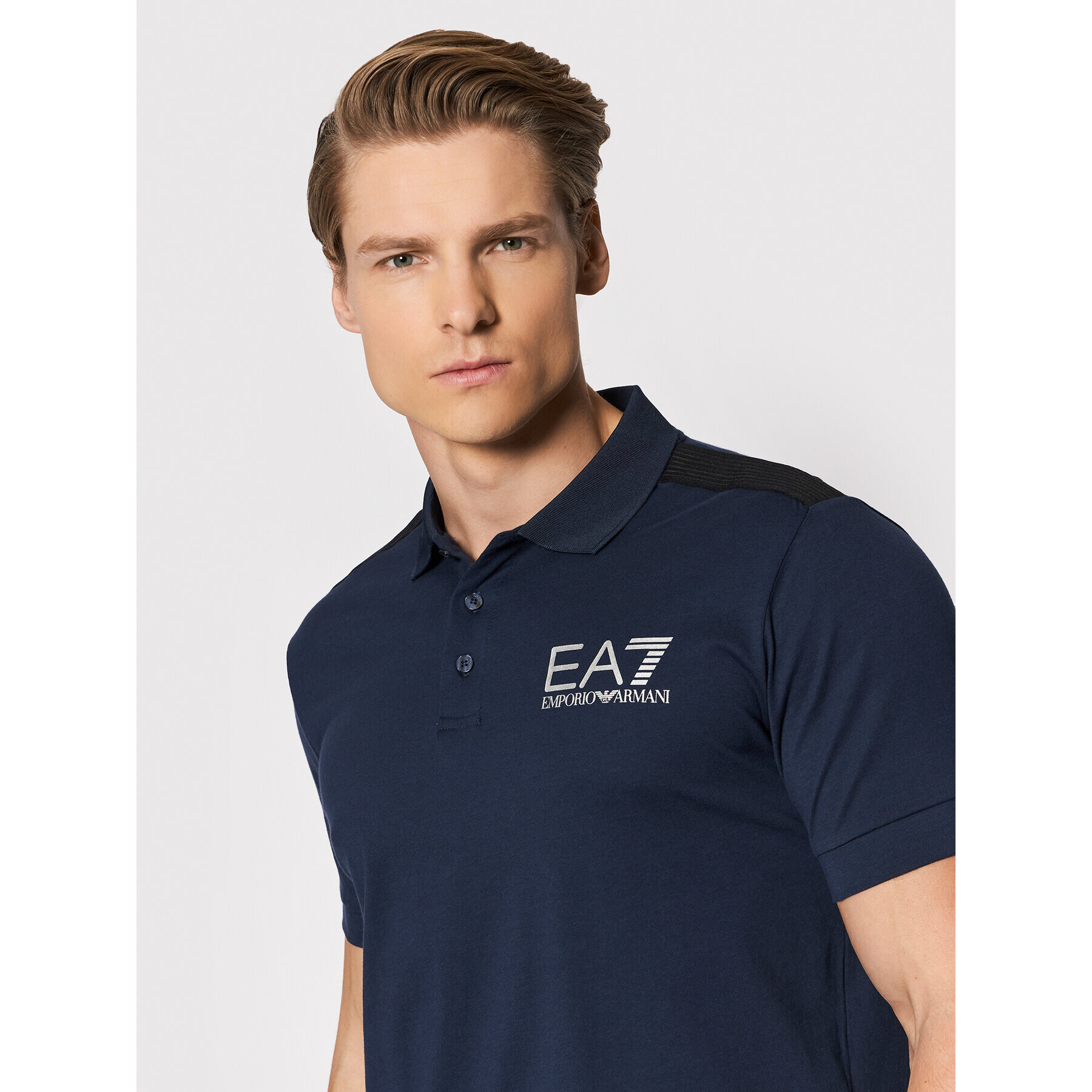 EA7 Emporio Armani Tricou polo 3LPF21 PJ02Z 1554 Bleumarin Regular Fit - Pled.ro