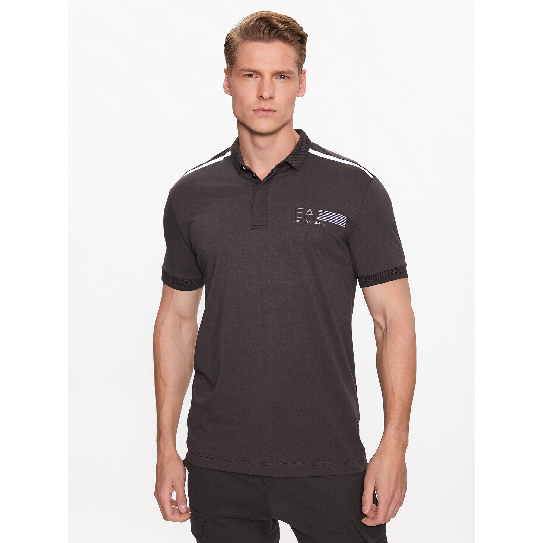 EA7 Emporio Armani Tricou polo 3RPF04 PJMAZ 1997 Gri Regular Fit - Pled.ro