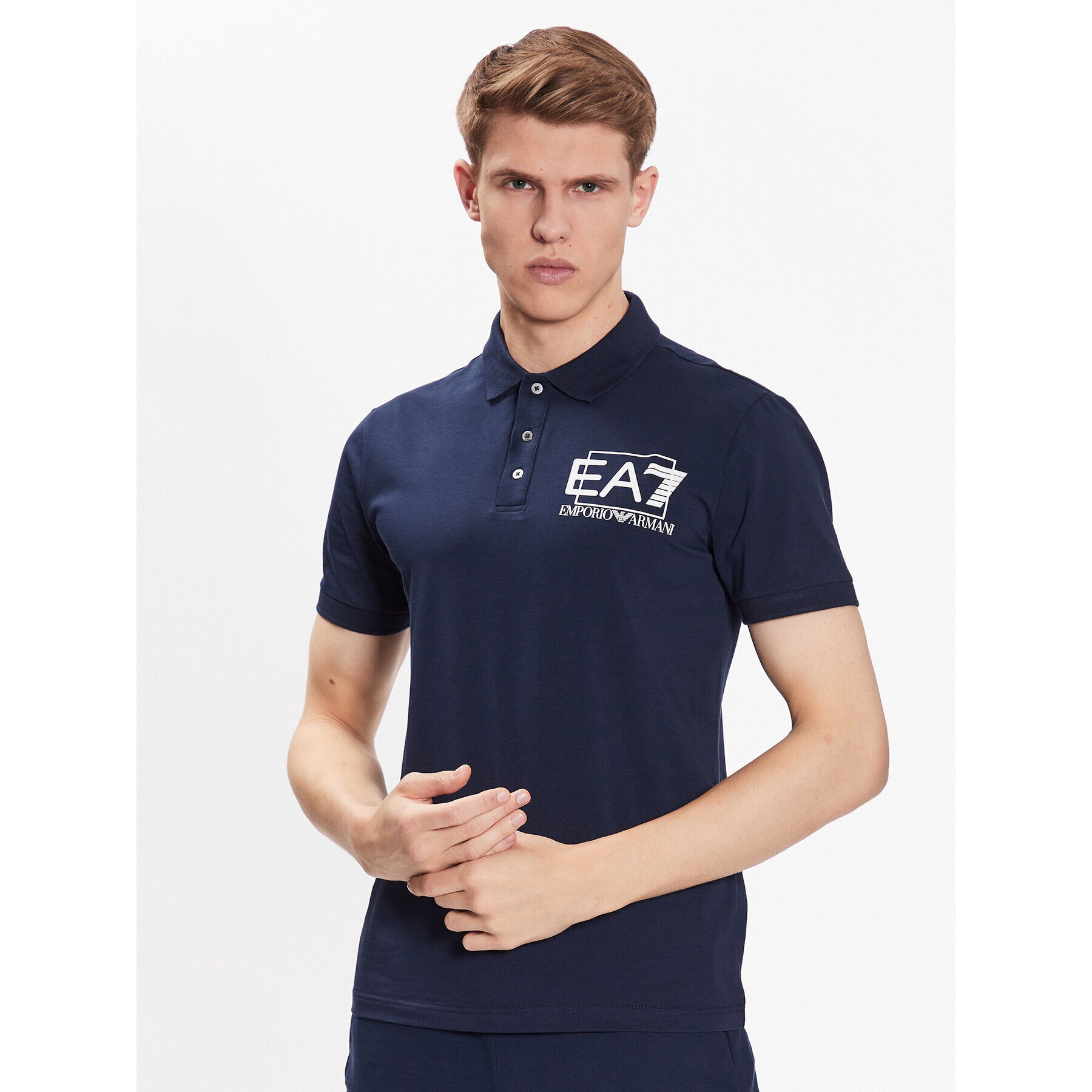 EA7 Emporio Armani Tricou polo 3RPF16 PJ03Z 1554 Bleumarin Regular Fit - Pled.ro