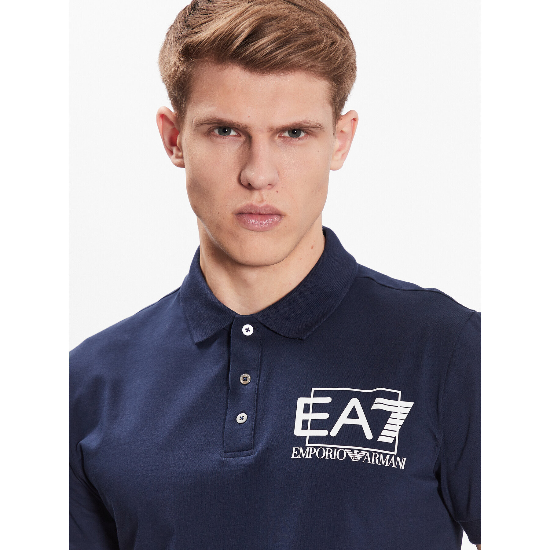 EA7 Emporio Armani Tricou polo 3RPF16 PJ03Z 1554 Bleumarin Regular Fit - Pled.ro