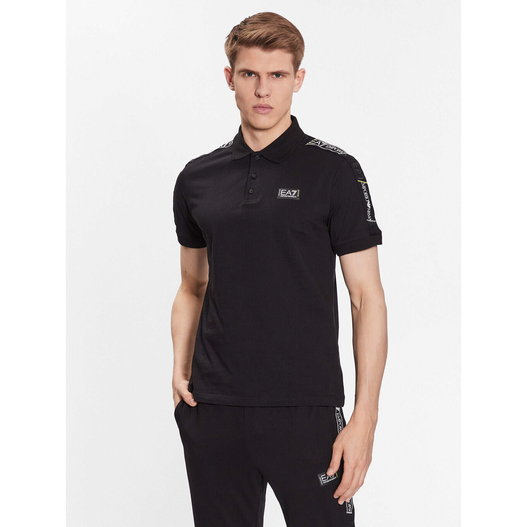 EA7 Emporio Armani Tricou polo 3RPF52 PJ02Z 1200 Negru Regular Fit - Pled.ro