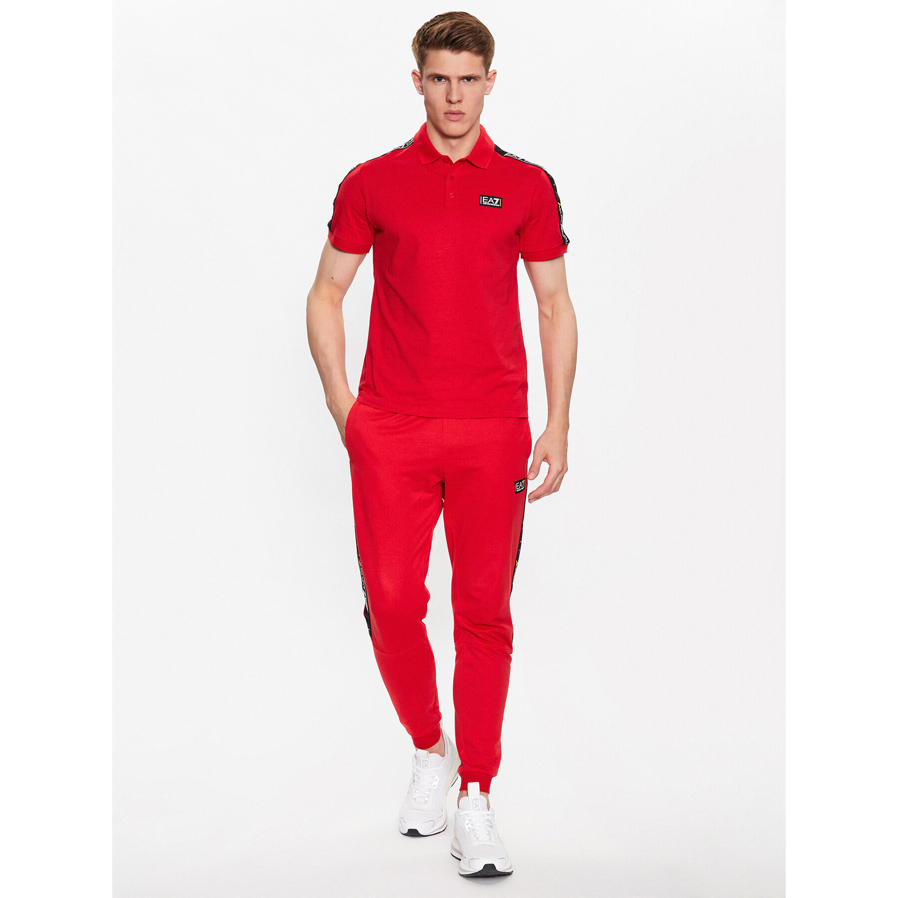 EA7 Emporio Armani Tricou polo 3RPF52 PJ02Z 1451 Roșu Regular Fit - Pled.ro