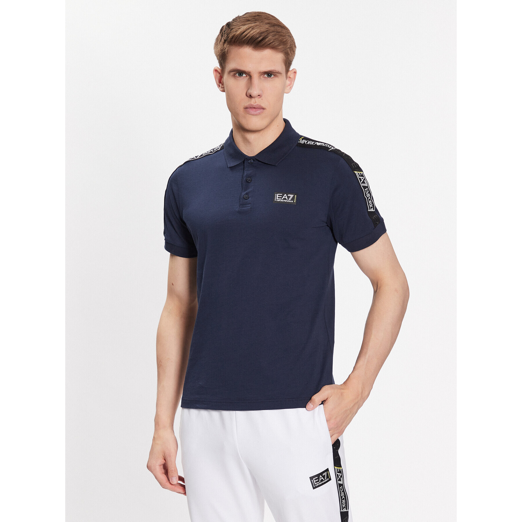 EA7 Emporio Armani Tricou polo 3RPF52 PJ02Z 1554 Bleumarin Regular Fit - Pled.ro