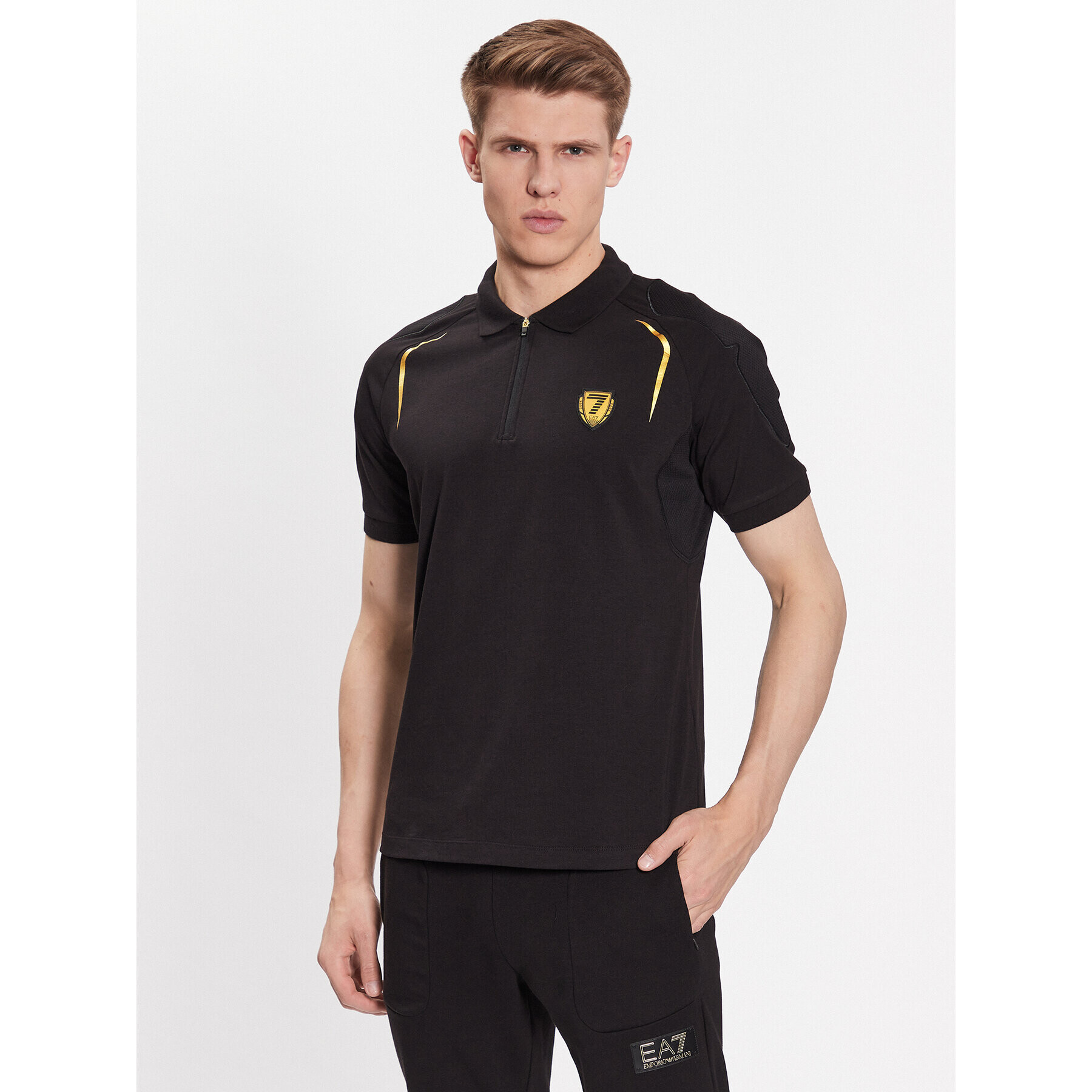 EA7 Emporio Armani Tricou polo 3RPF62 PJL2Z 1200 Negru Regular Fit - Pled.ro