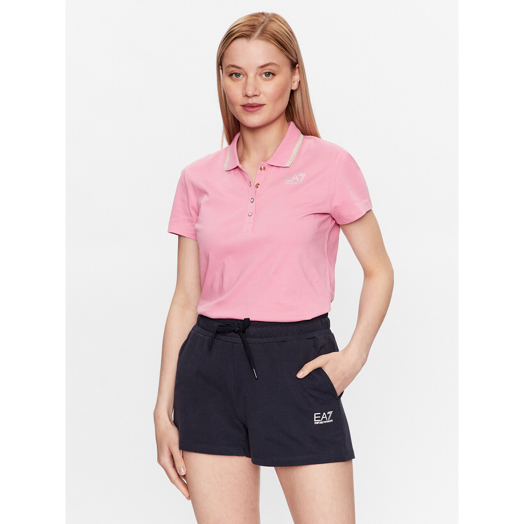 EA7 Emporio Armani Tricou polo 3RTF04 TJNXZ 1428 Roz Regular Fit - Pled.ro