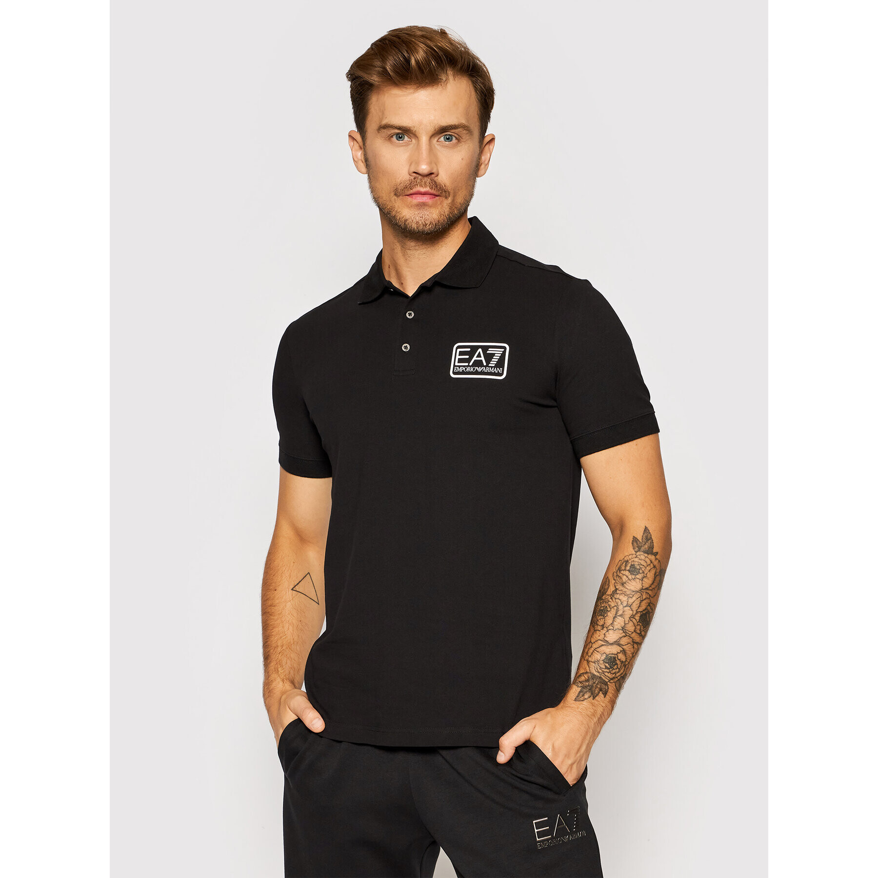 EA7 Emporio Armani Tricou polo 6KPF01 PJ04Z 1200 Negru Regular Fit - Pled.ro