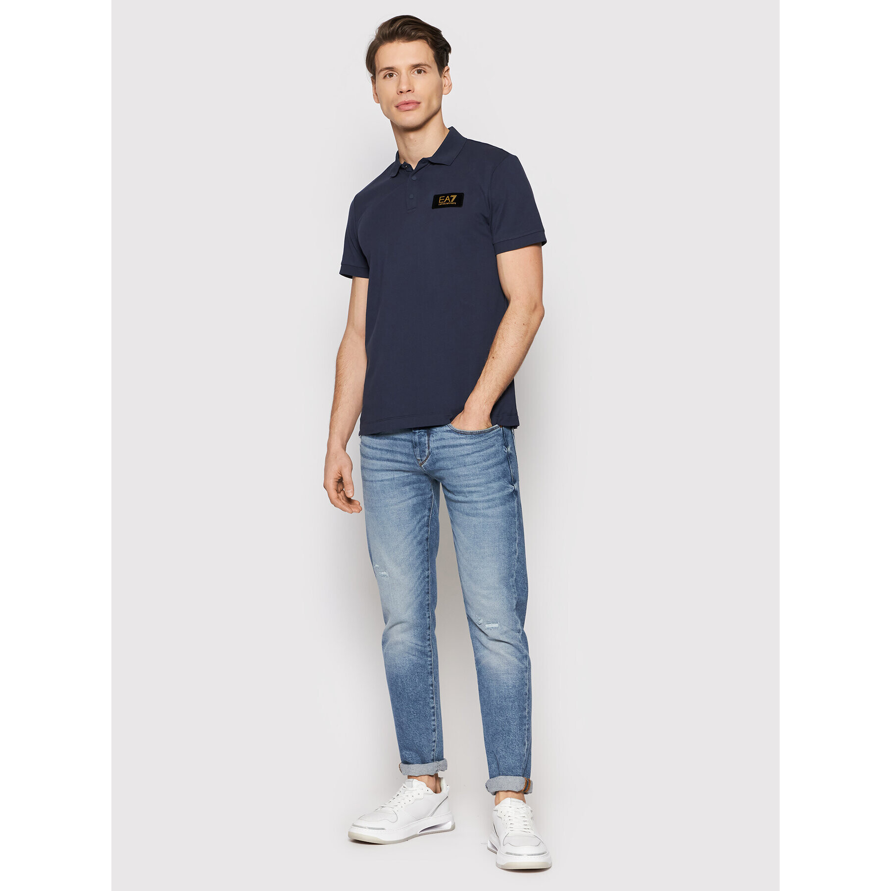 EA7 Emporio Armani Tricou polo 6KPF08 PJ5AZ 1554 Bleumarin Regular Fit - Pled.ro