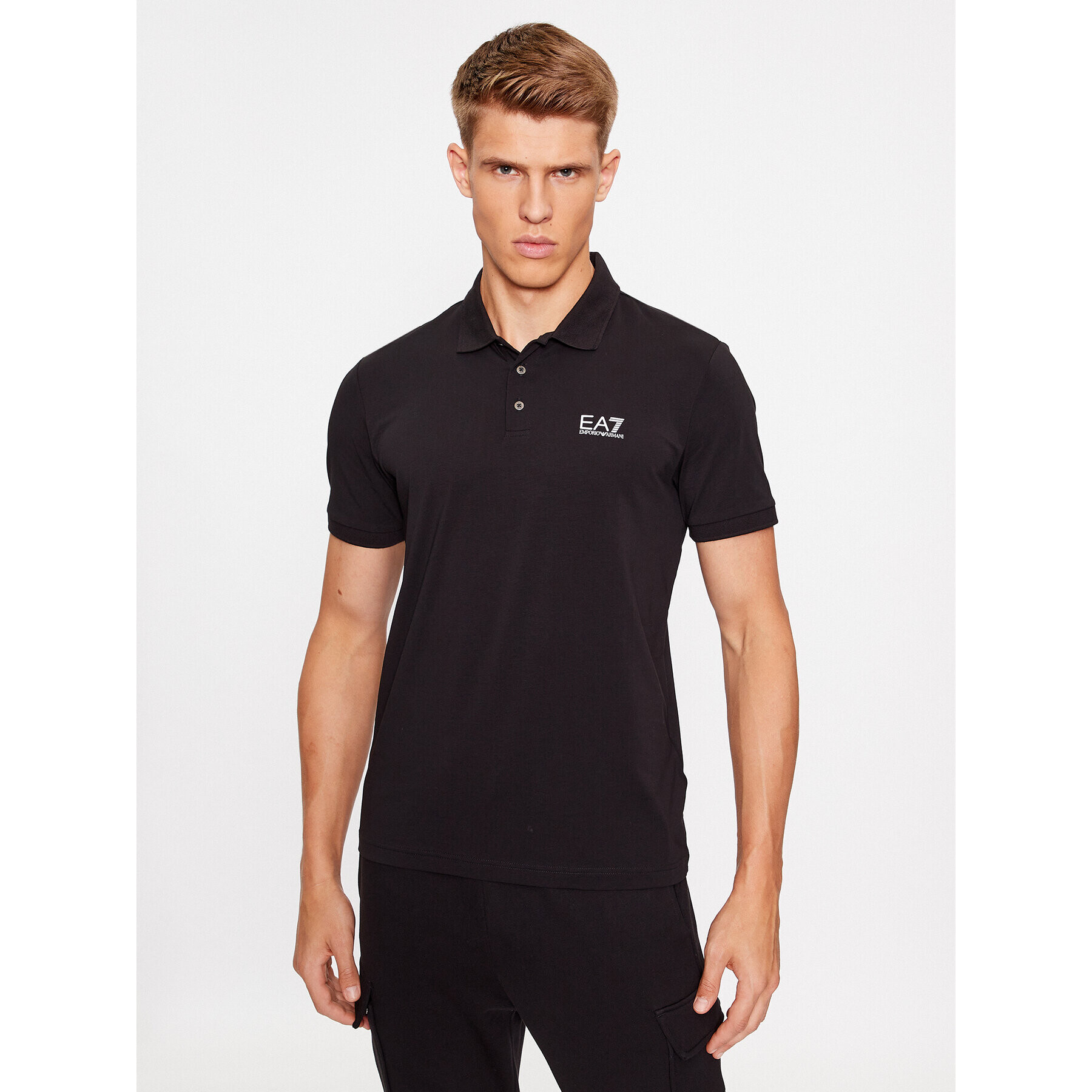 EA7 Emporio Armani Tricou polo 6RPF16 PJ03Z 0200 Negru Regular Fit - Pled.ro