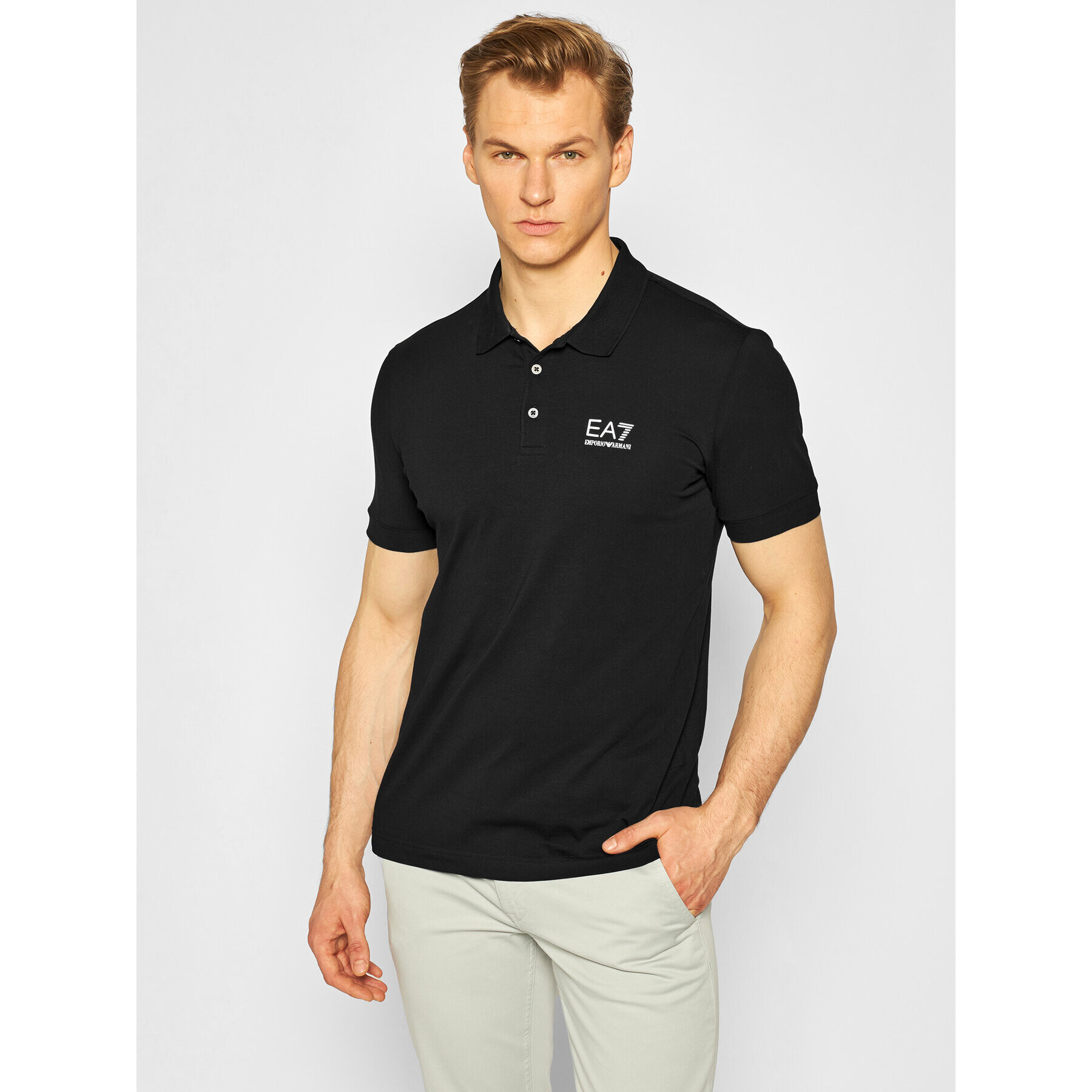 EA7 Emporio Armani Tricou polo 8NPF04 PJM5Z 1200 Negru Regular Fit - Pled.ro