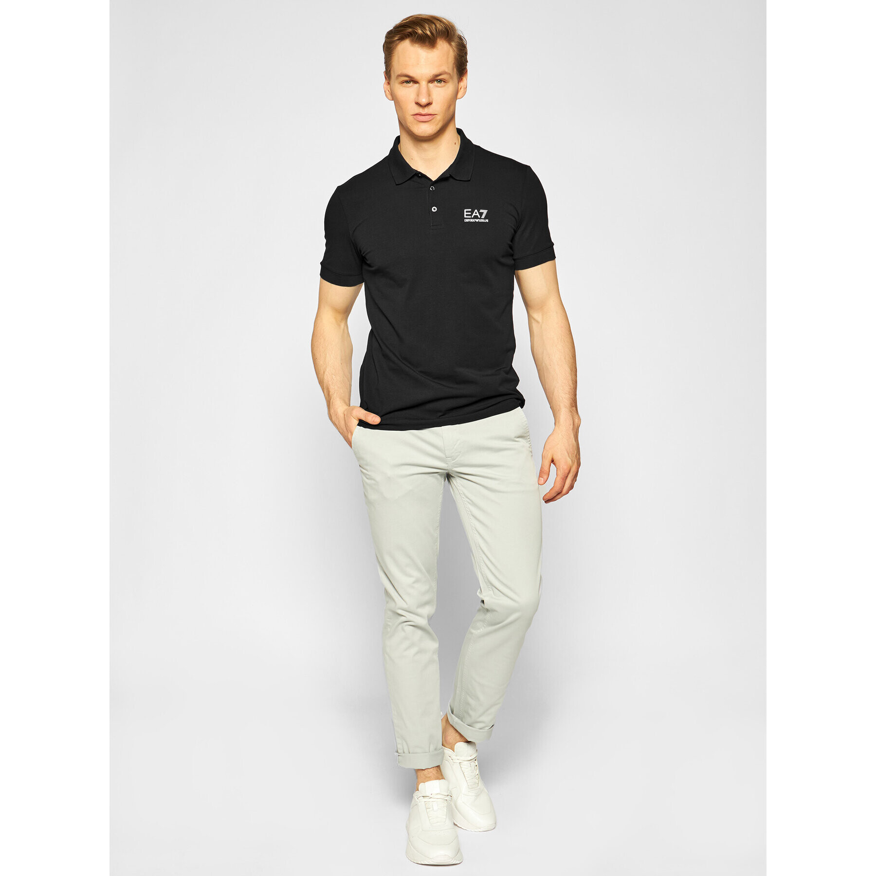 EA7 Emporio Armani Tricou polo 8NPF04 PJM5Z 1200 Negru Regular Fit - Pled.ro