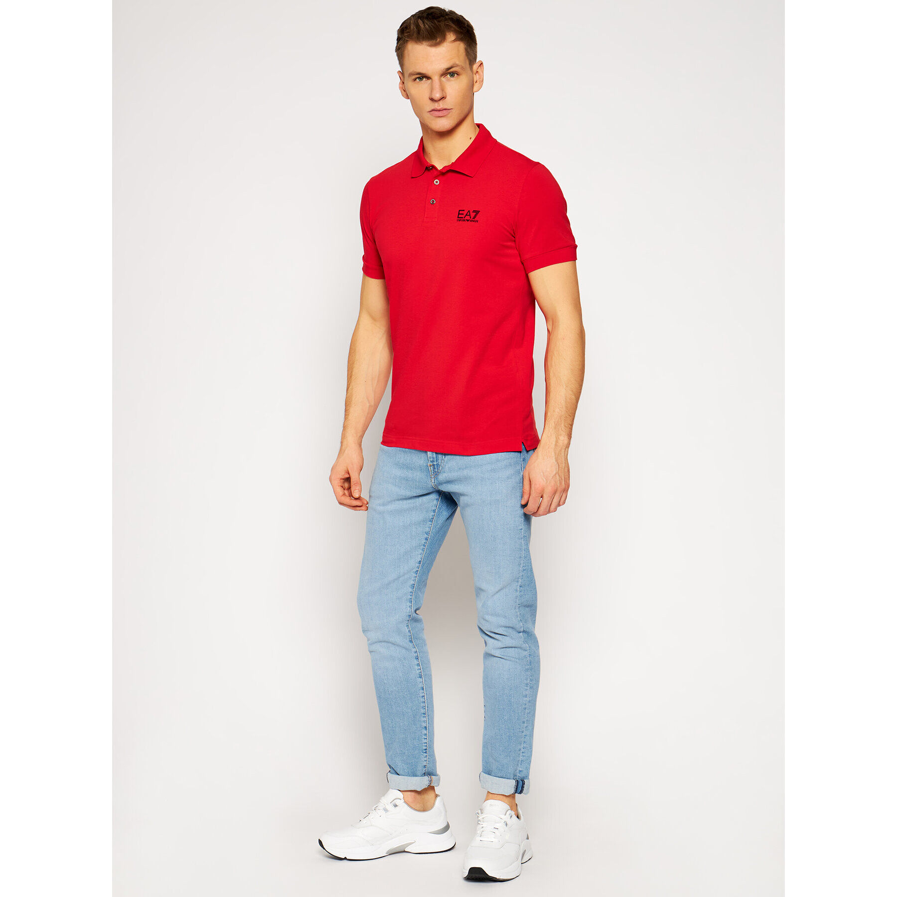 EA7 Emporio Armani Tricou polo 8NPF04 PJM5Z 1451 Roșu Regular Fit - Pled.ro