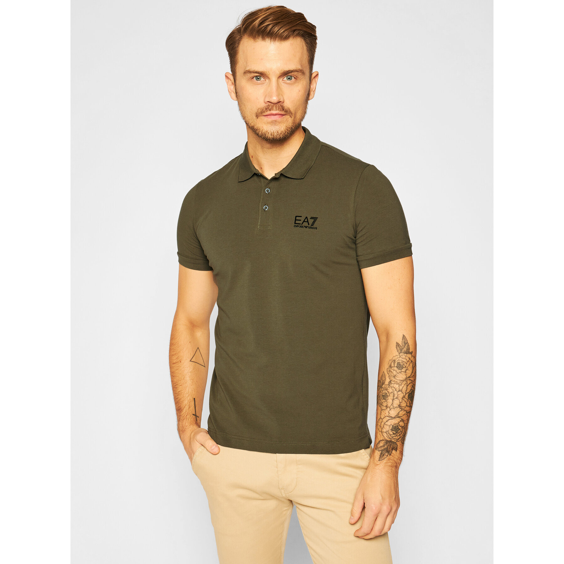 EA7 Emporio Armani Tricou polo 8NPF04 PJM5Z 1867 Verde Regular Fit - Pled.ro