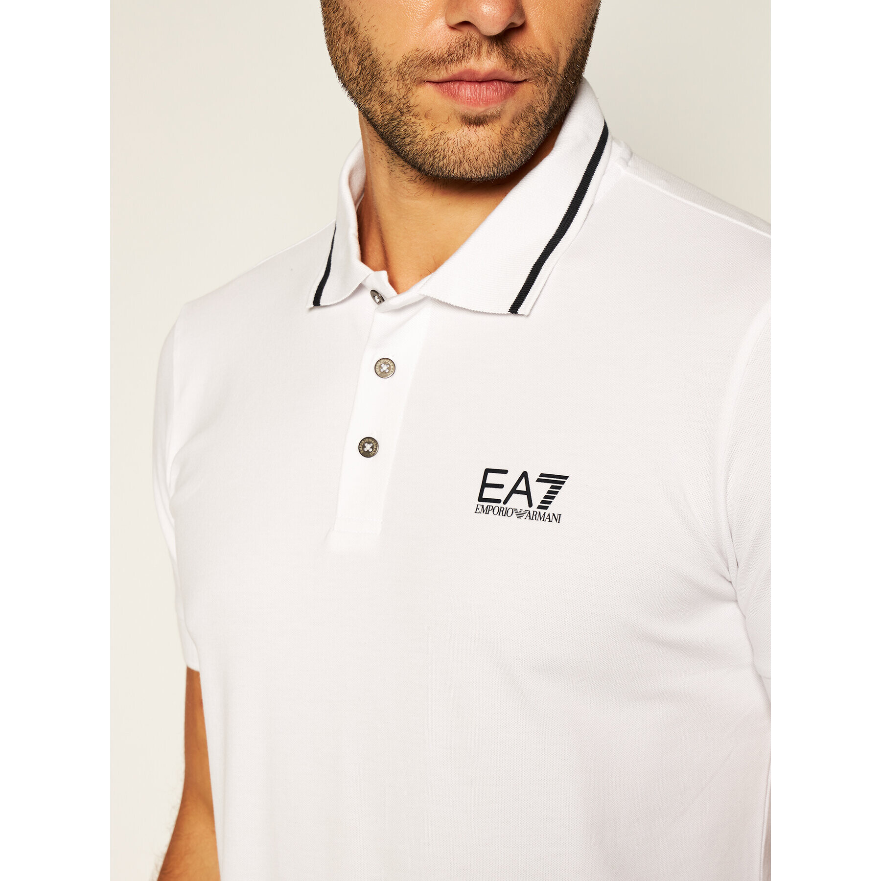 EA7 Emporio Armani Tricou polo 8NPF06 PJ04Z 1100 Alb Regular Fit - Pled.ro