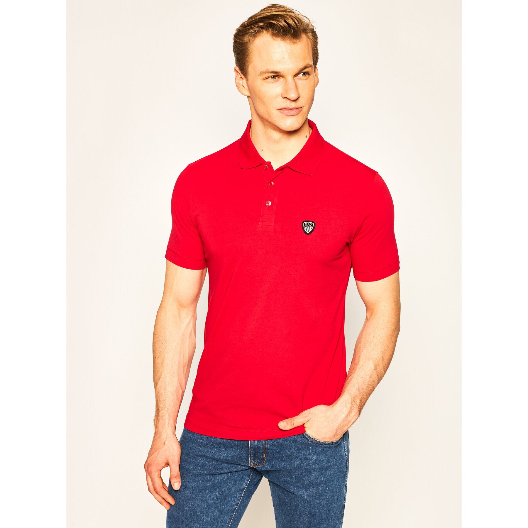 EA7 Emporio Armani Tricou polo 8NPF93 PJ03Z 1450 Roșu Regular Fit - Pled.ro