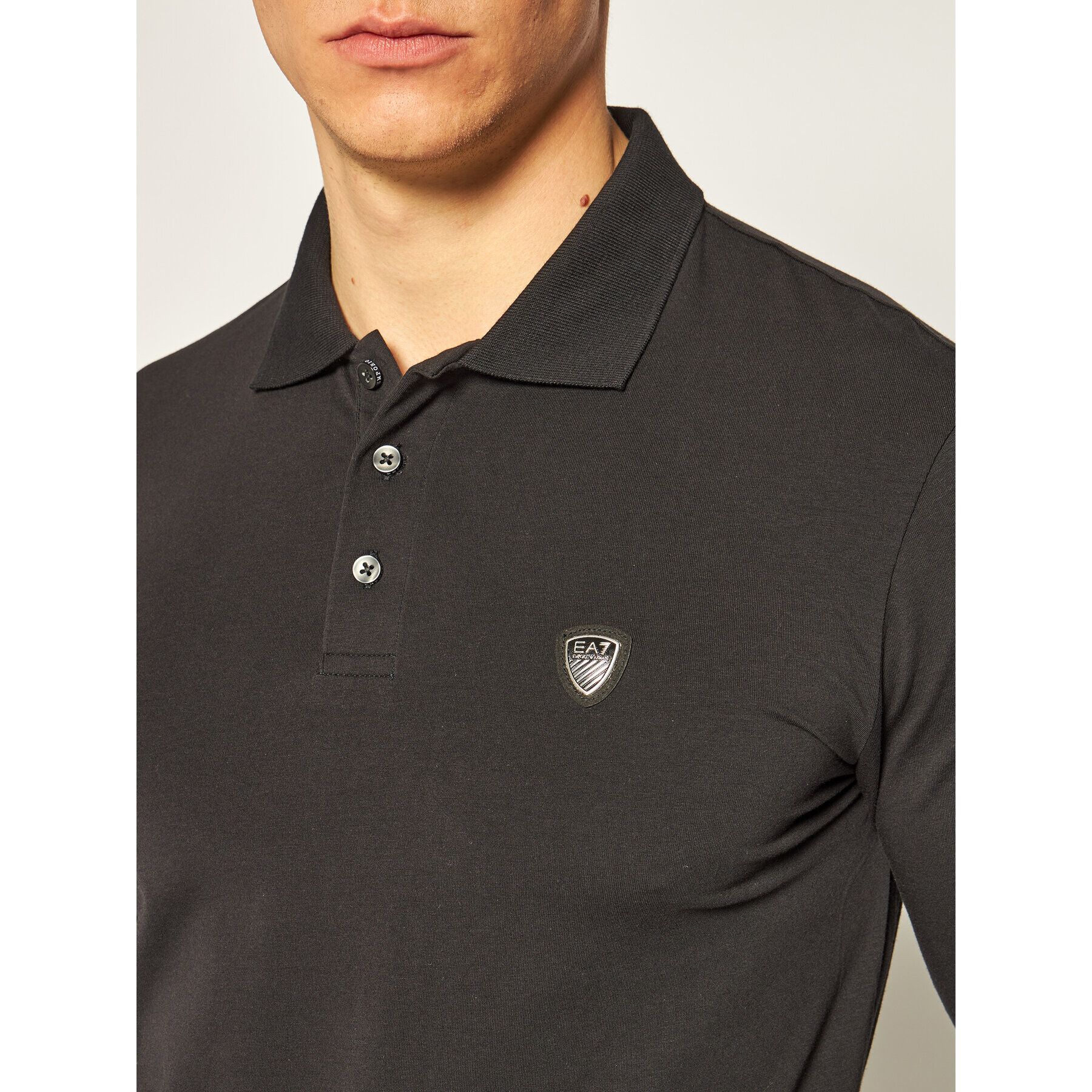 EA7 Emporio Armani Tricou polo 8NPF95 PJ03Z 1200 Negru Regular Fit - Pled.ro