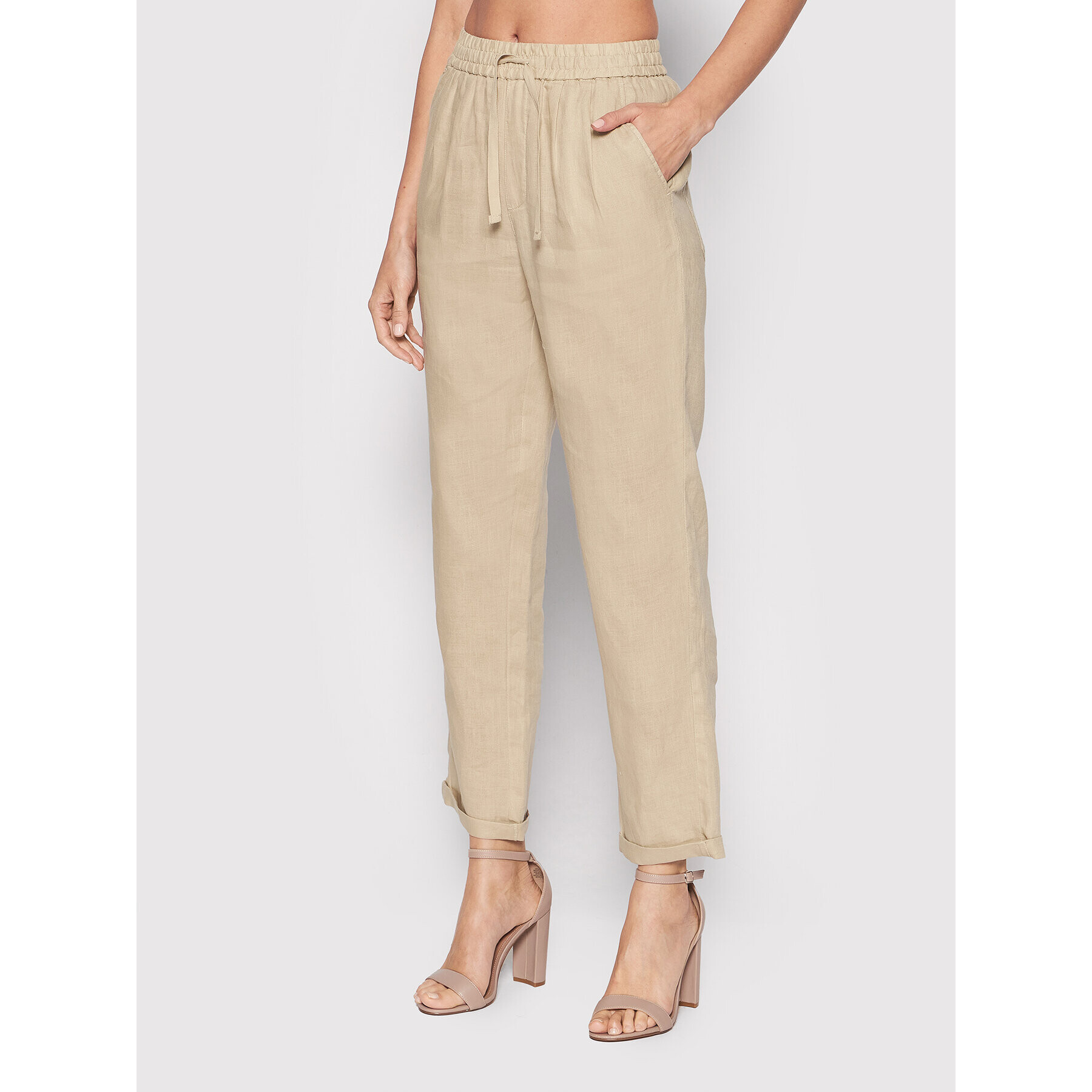 Ecoalf Pantaloni din material Sum GAPASUMPA3750WS22 Bej Relaxed Fit - Pled.ro