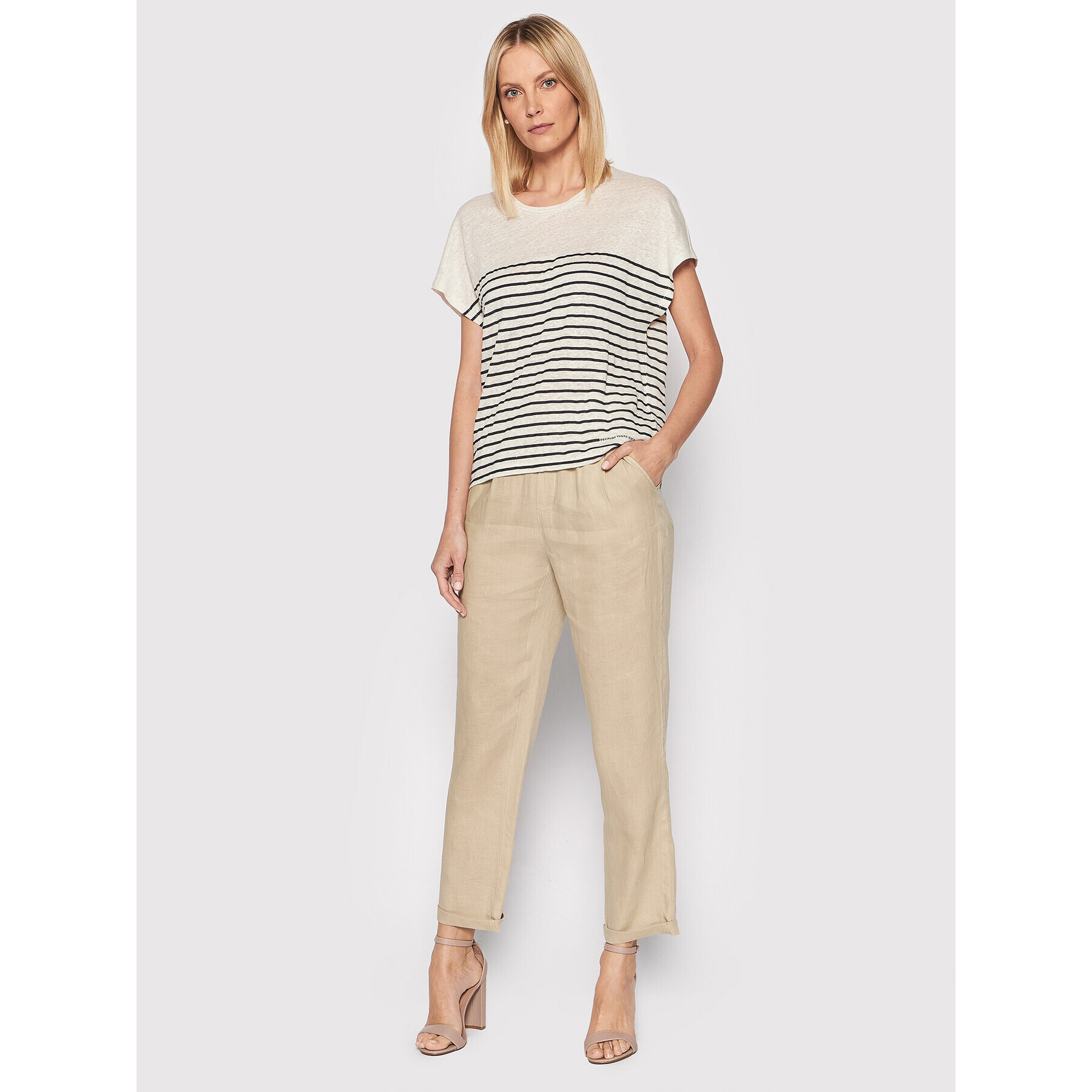 Ecoalf Pantaloni din material Sum GAPASUMPA3750WS22 Bej Relaxed Fit - Pled.ro