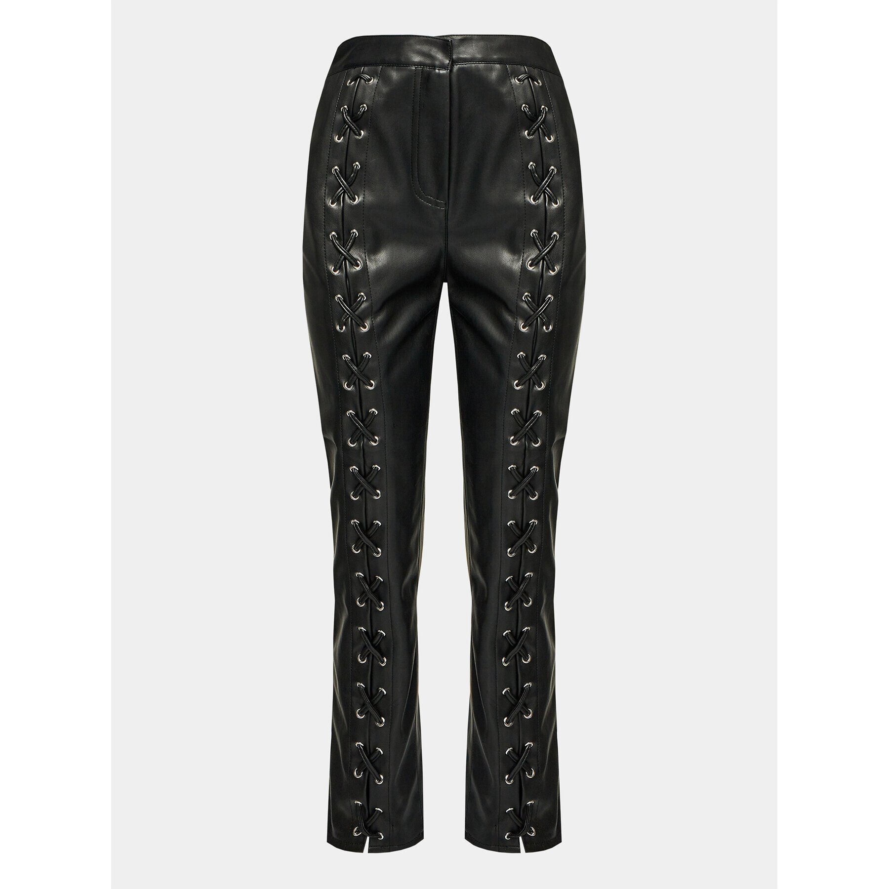 Edited Pantaloni din imitație de piele Adaline Negru Straight Fit - Pled.ro