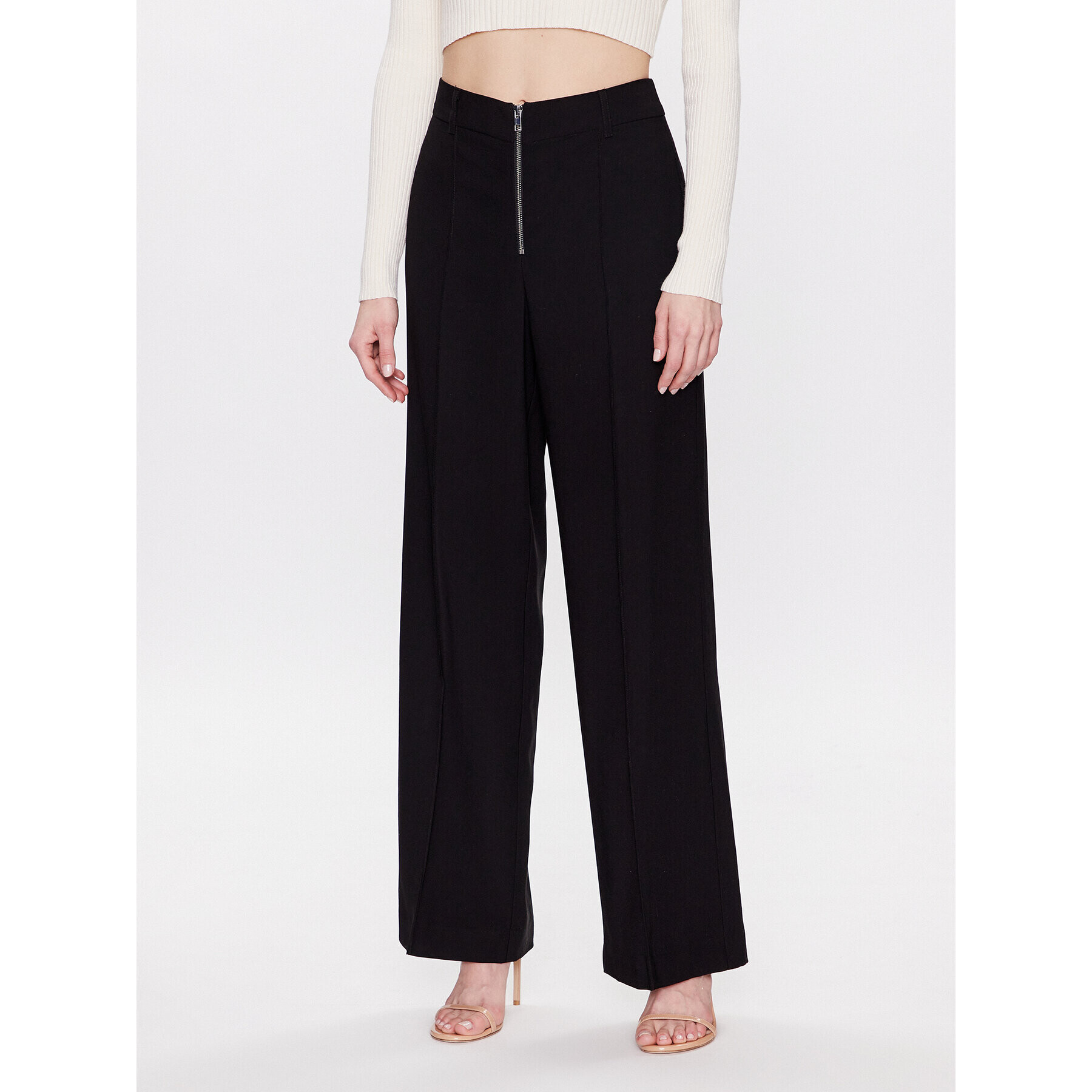 Edited Pantaloni din material Lean EDT6704001 Negru Relaxed Fit - Pled.ro