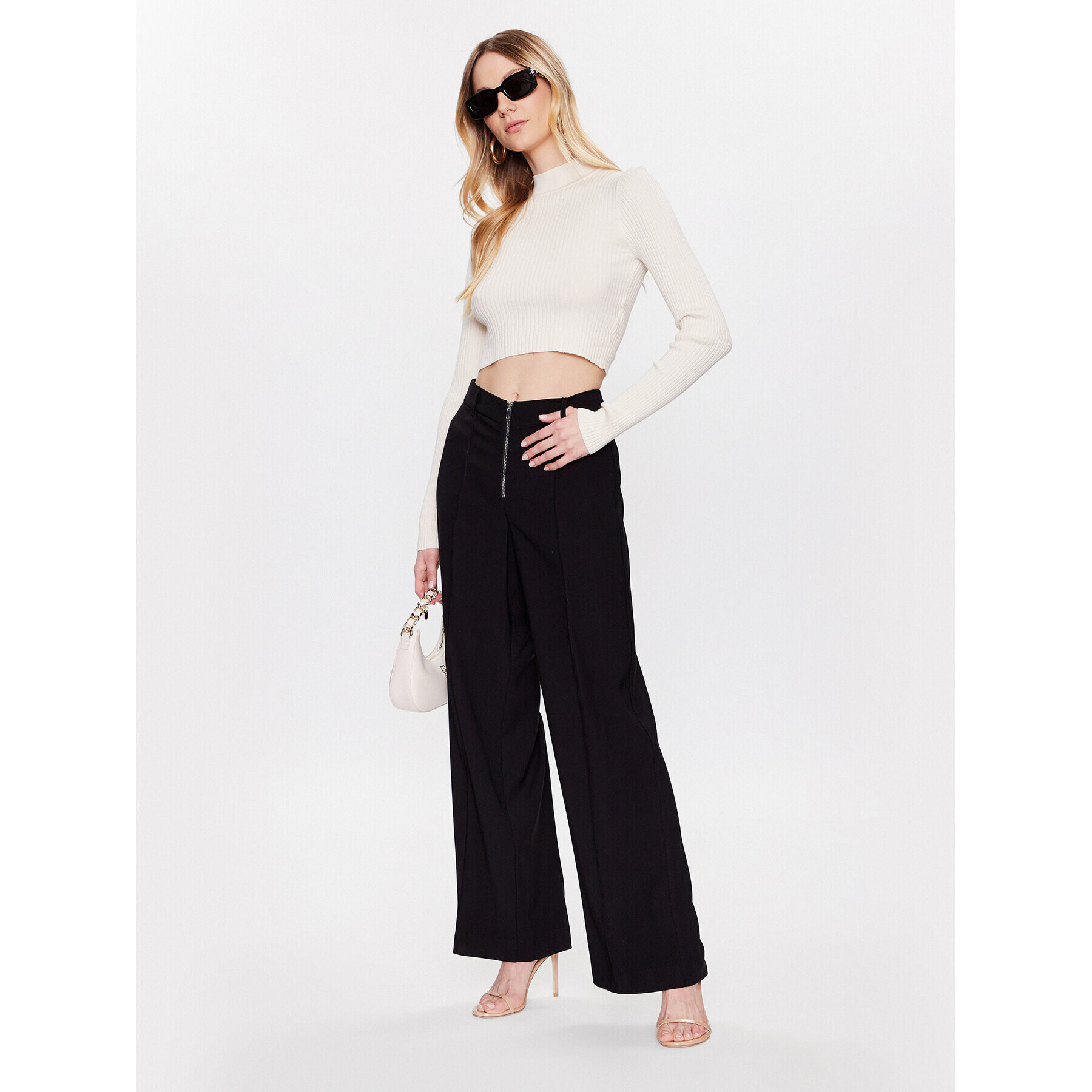 Edited Pantaloni din material Lean EDT6704001 Negru Relaxed Fit - Pled.ro