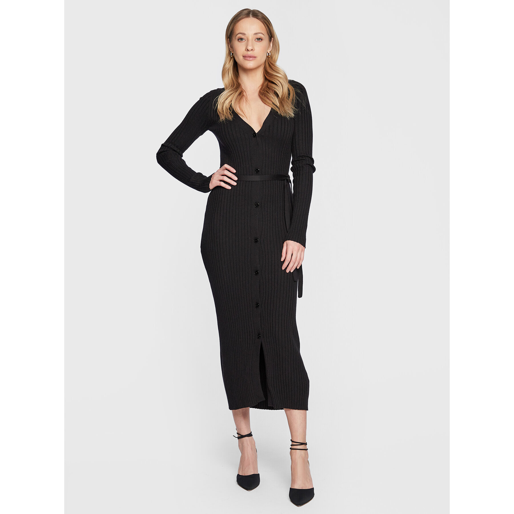 Edited Rochie tricotată Gwenda EDT6608001000002 Negru Slim Fit - Pled.ro