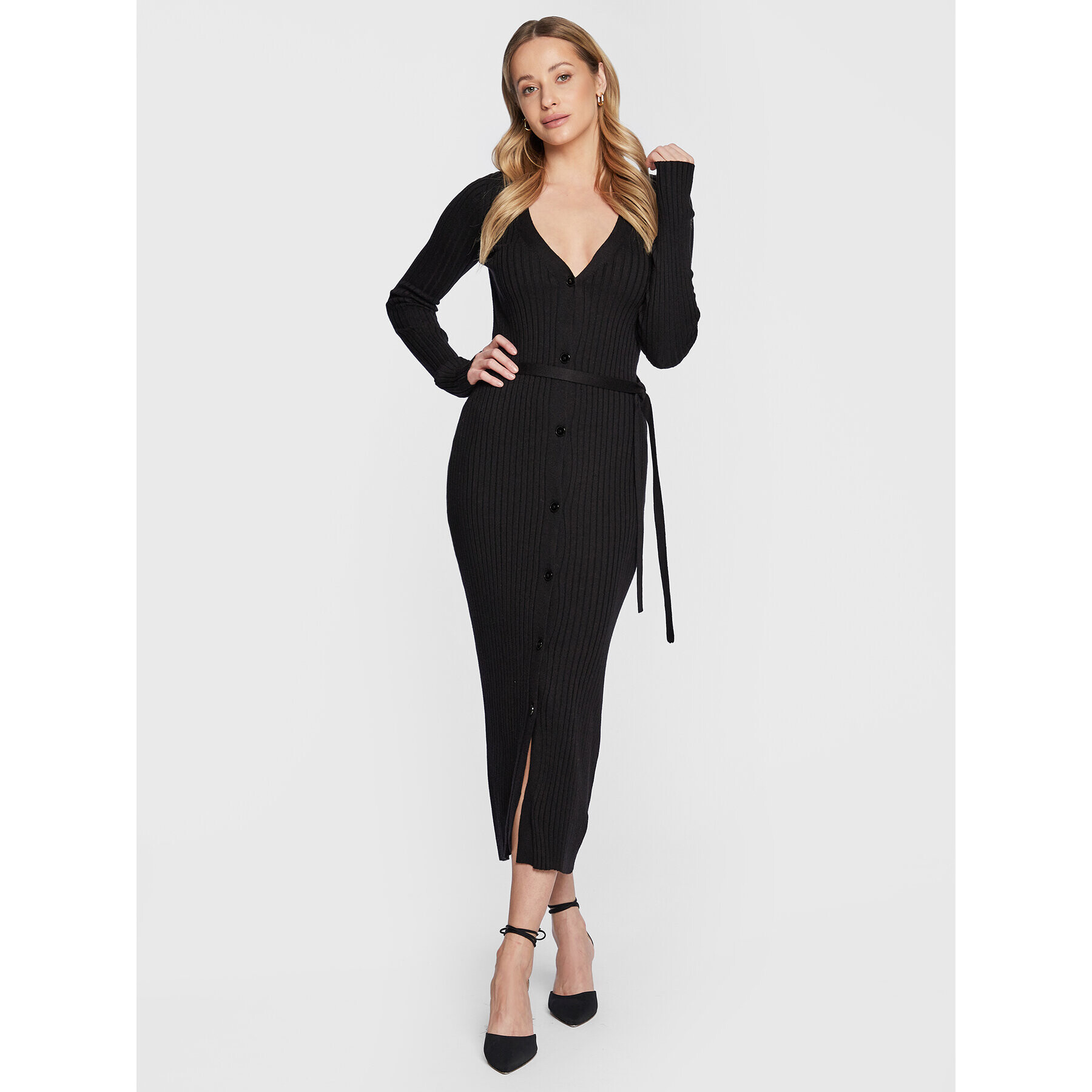 Edited Rochie tricotată Gwenda EDT6608001000002 Negru Slim Fit - Pled.ro