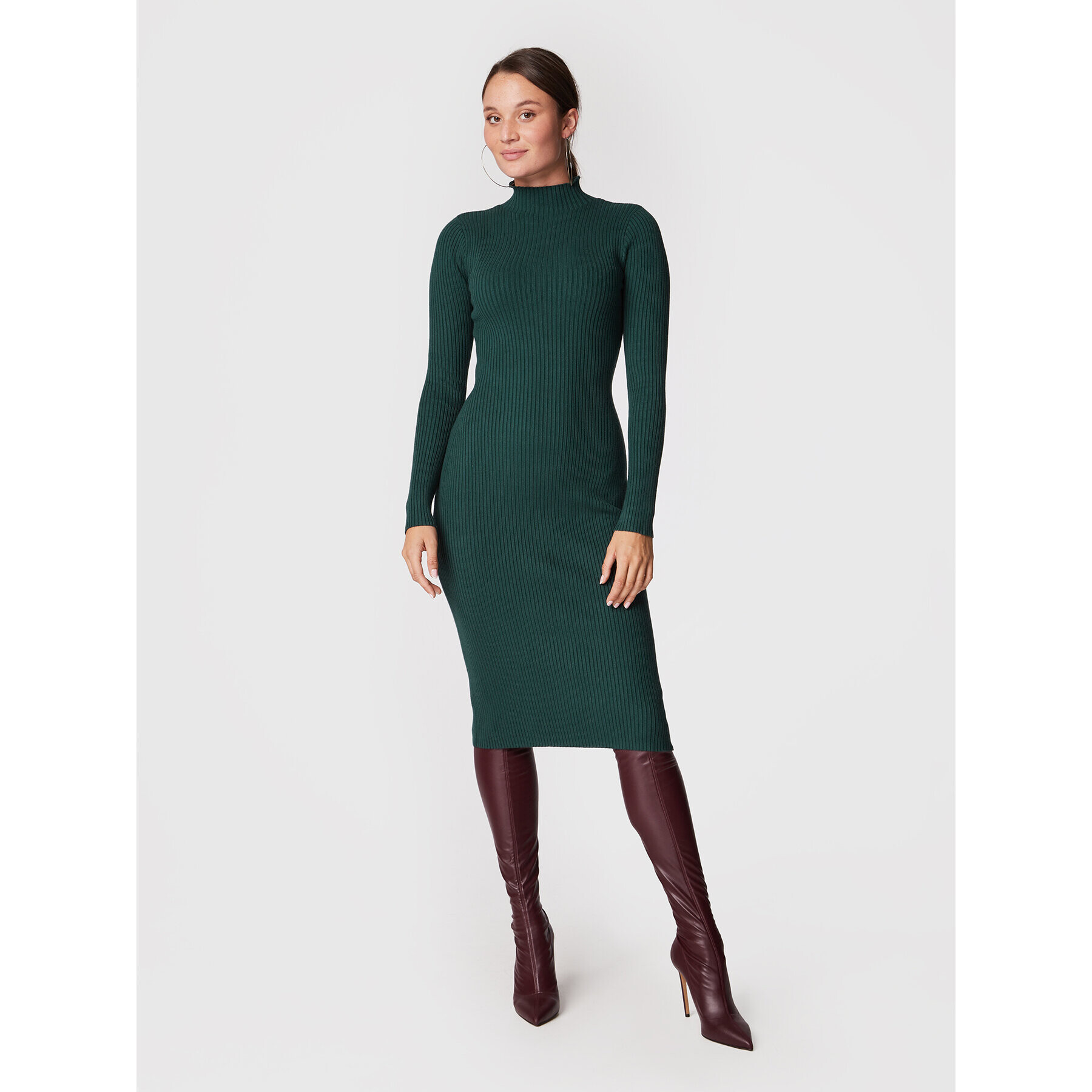 Edited Rochie tricotată Hada EDT2234011000002 Verde Slim Fit - Pled.ro