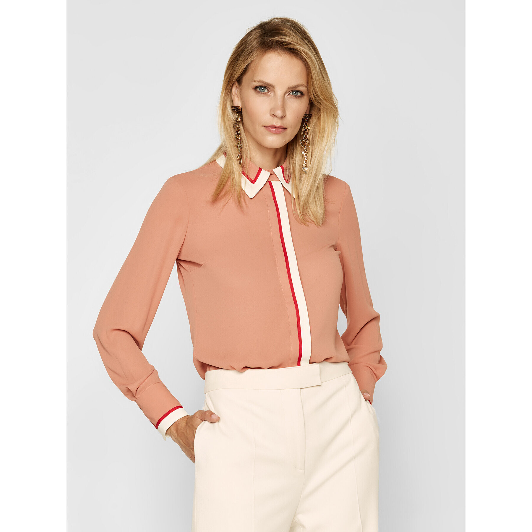 Elisabetta Franchi Cămașă CA-292-06E2-V299 Roz Slim Fit - Pled.ro