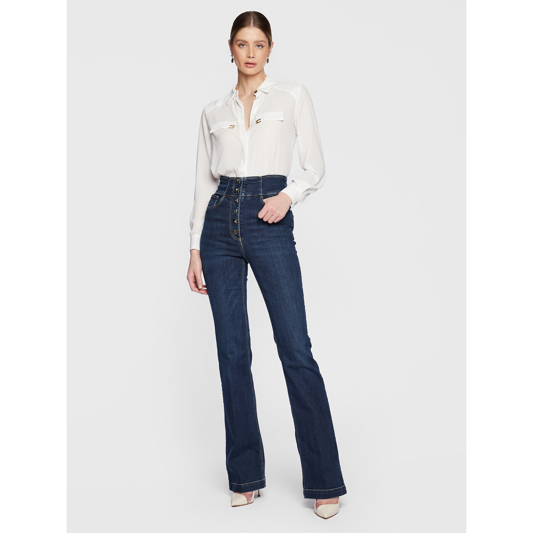 Elisabetta Franchi Cămașă CA-013-31E2-V300 Alb Relaxed Fit - Pled.ro