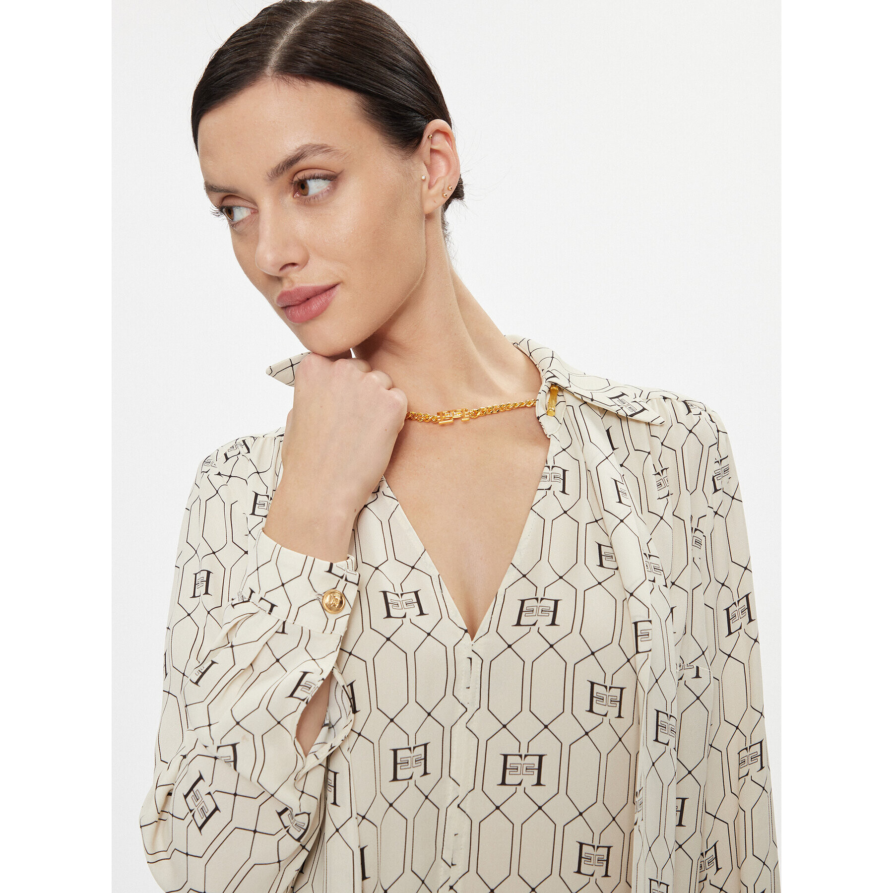 Elisabetta Franchi Cămașă CA-034-37E2-V430 Écru Regular Fit - Pled.ro