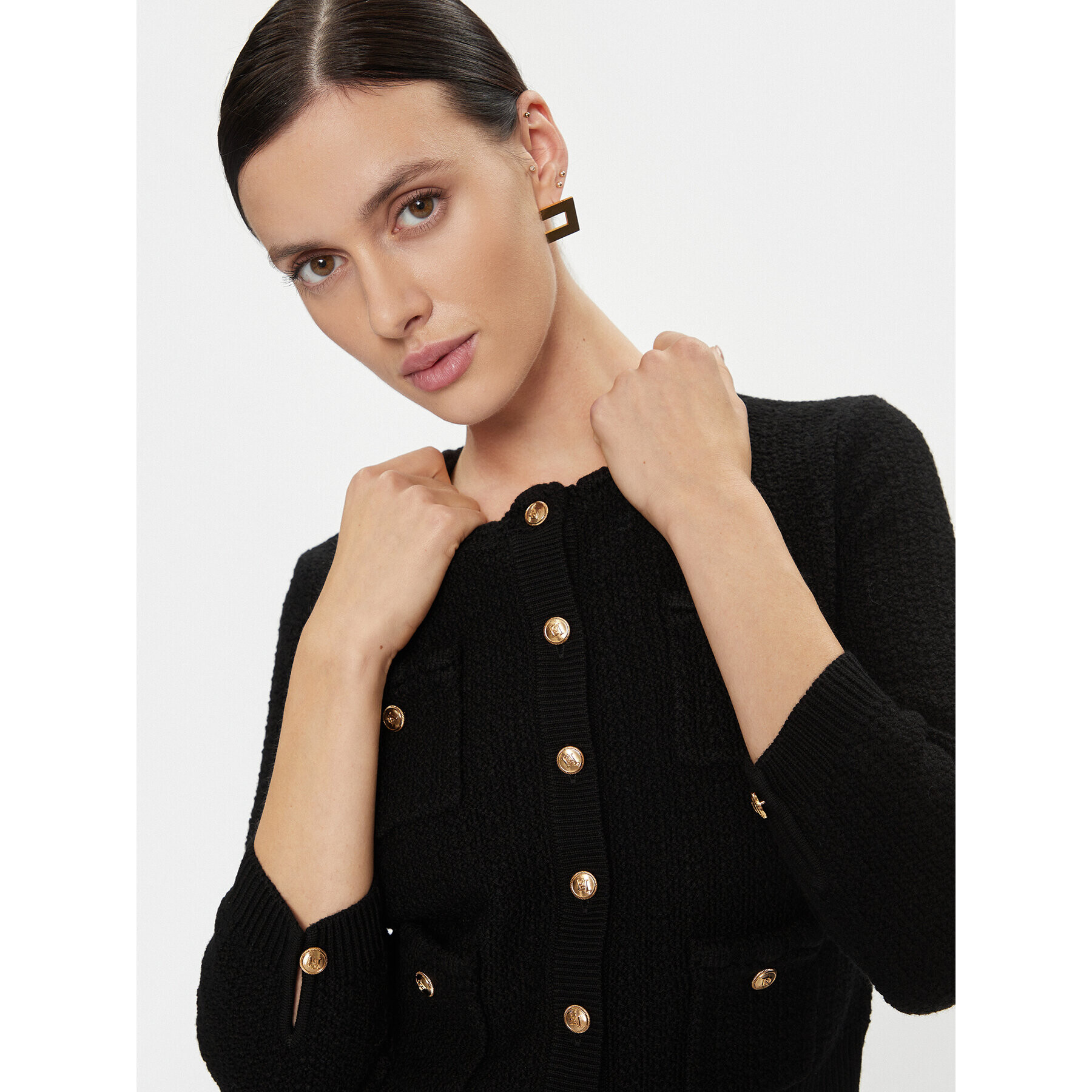 Elisabetta Franchi Cardigan MK-23S-37E2-V320 Negru Regular Fit - Pled.ro