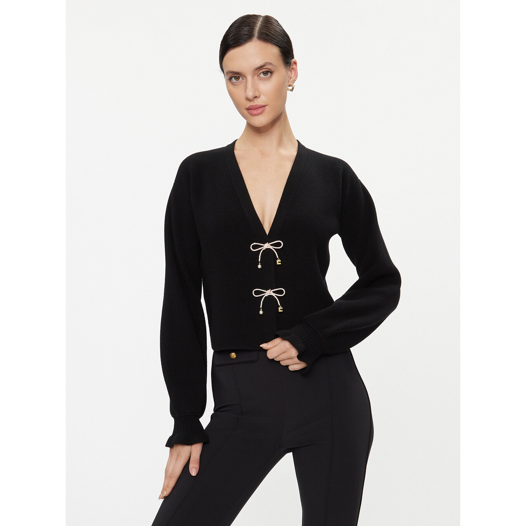 Elisabetta Franchi Cardigan MK-26S-37E2-V340 Negru Regular Fit - Pled.ro