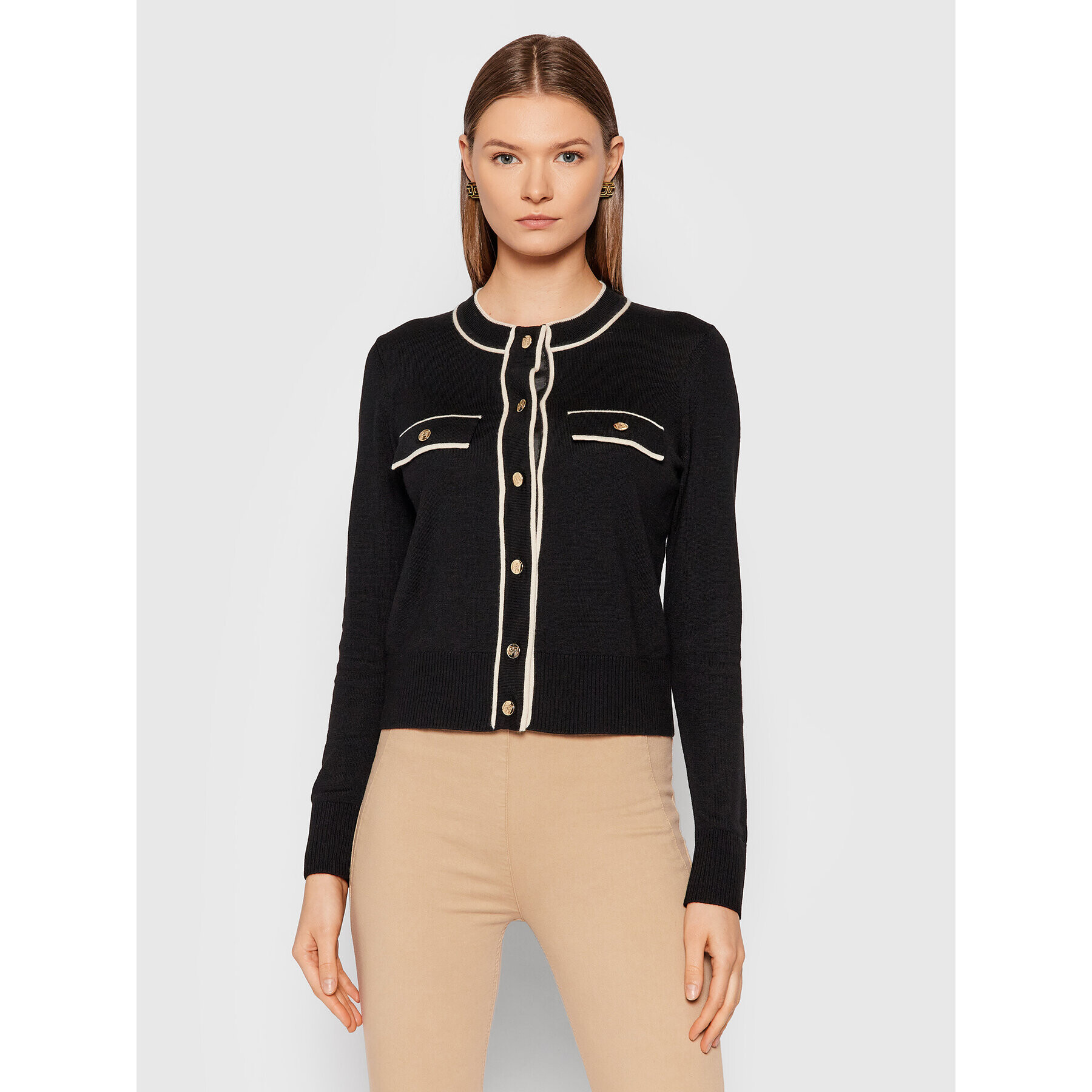 Elisabetta Franchi Cardigan MK-31S-16E2-V290 Negru Slim Fit - Pled.ro