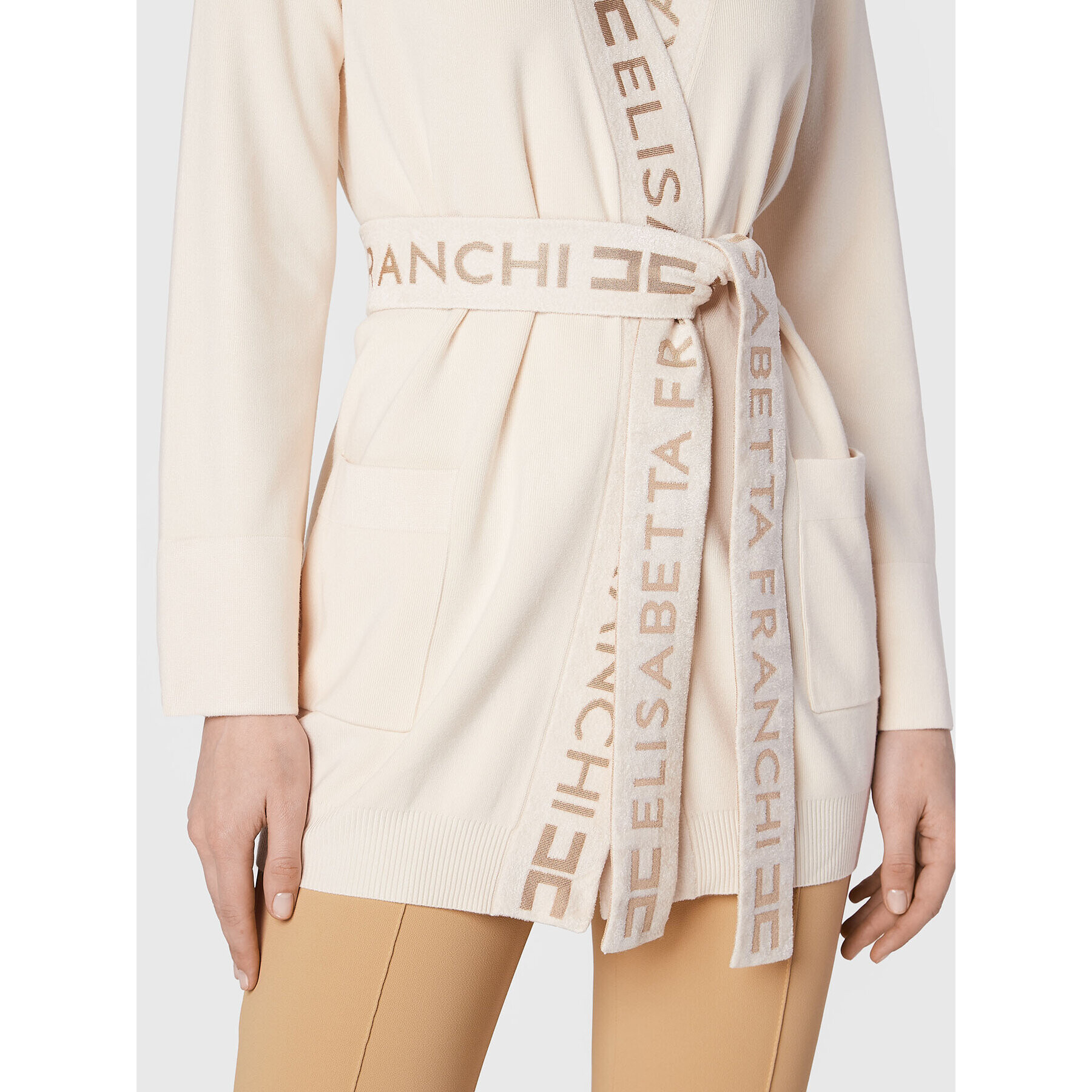 Elisabetta Franchi Cardigan MK-39S-26E2-V380 Bej Regular Fit - Pled.ro