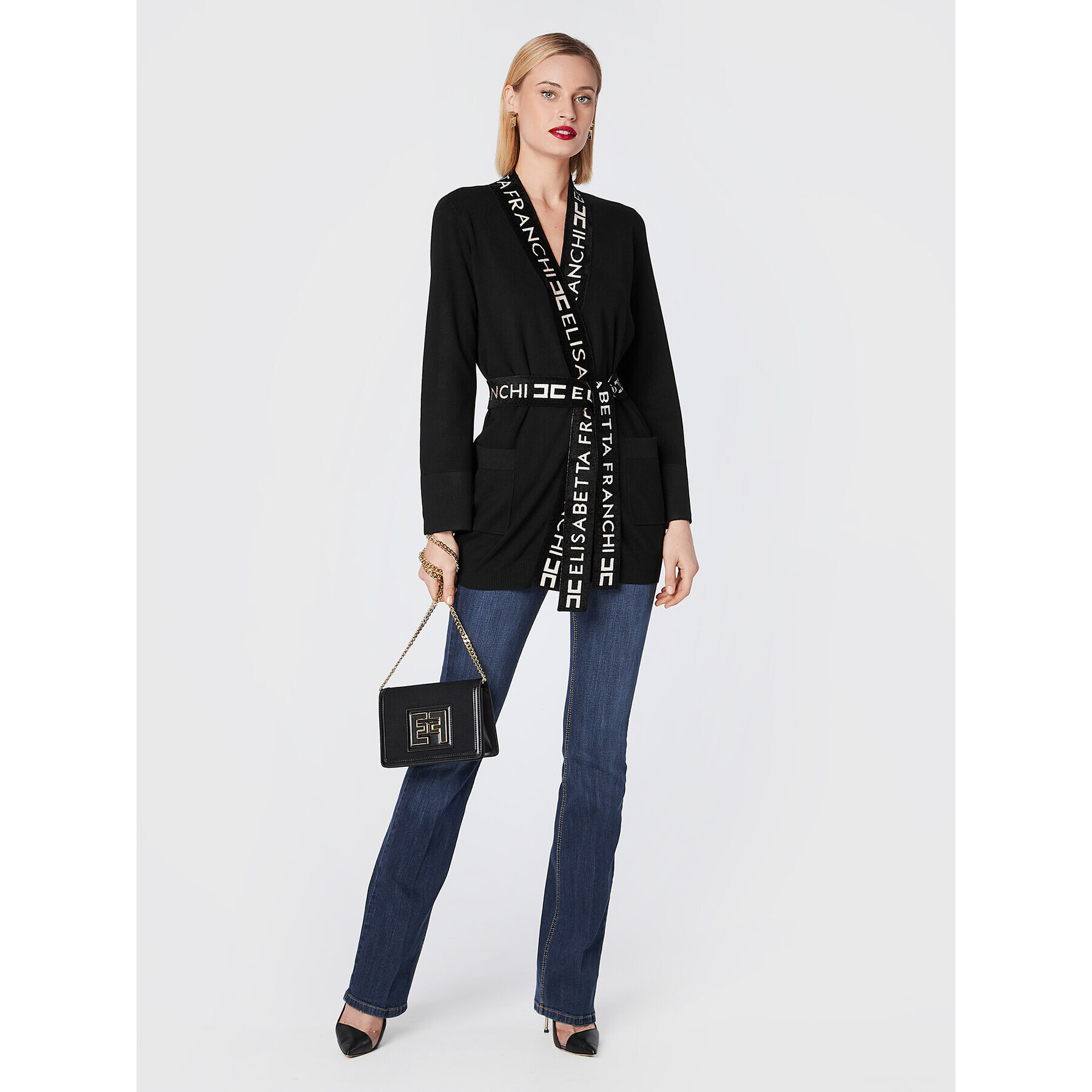 Elisabetta Franchi Cardigan MK-39S-26E2-V380 Negru Regular Fit - Pled.ro