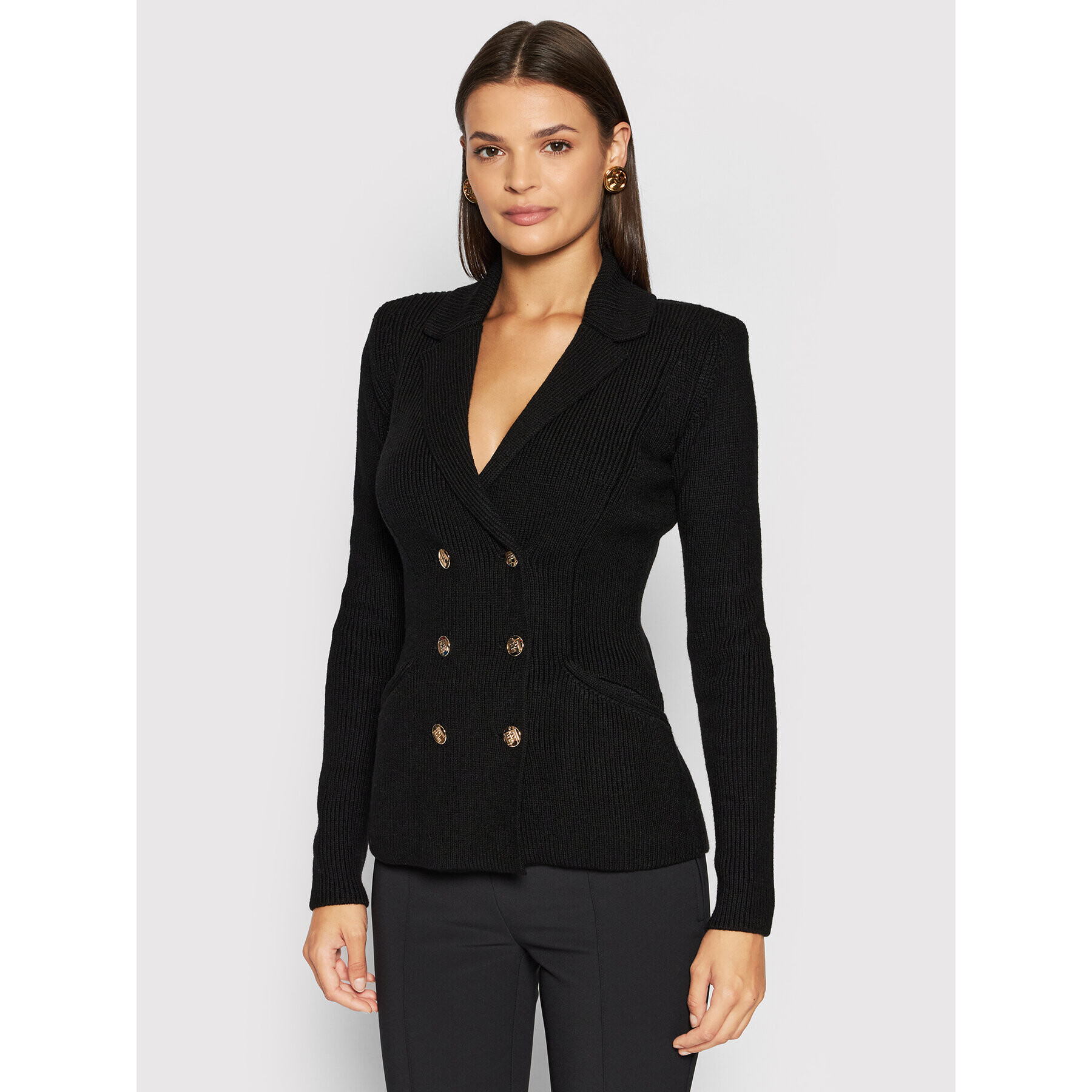 Elisabetta Franchi Cardigan MK-44S-16E2-V396 Negru Regular Fit - Pled.ro