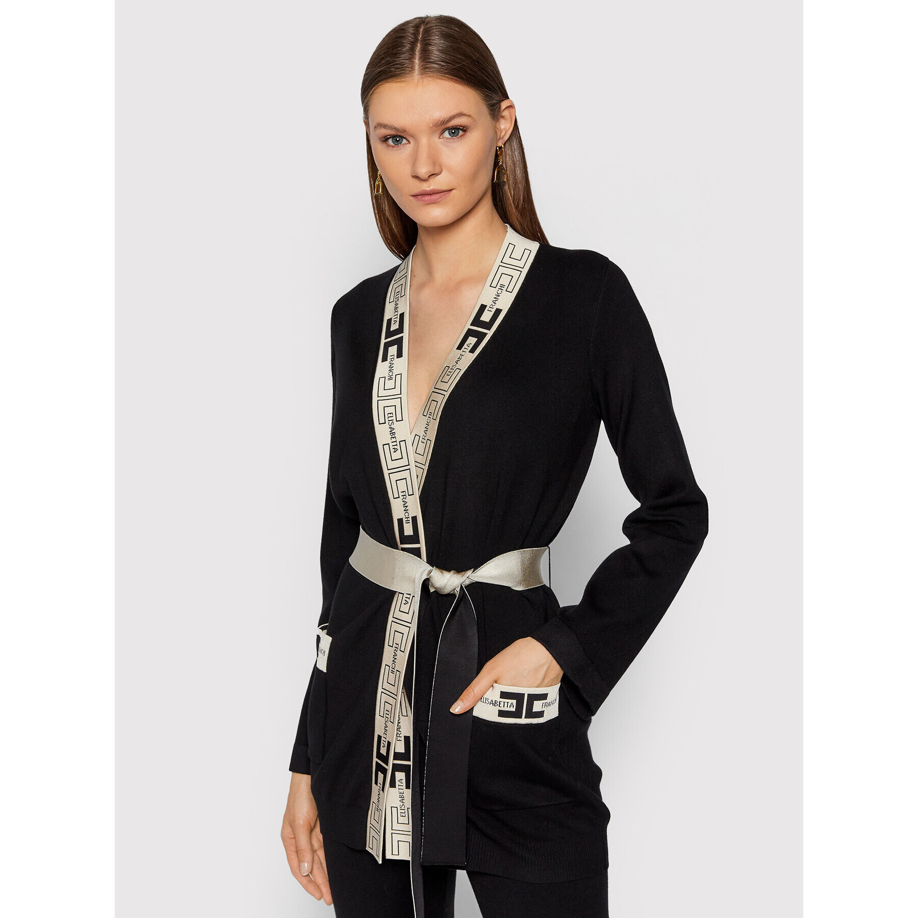 Elisabetta Franchi Cardigan MK-53S-16E2-V350 Negru Regular Fit - Pled.ro