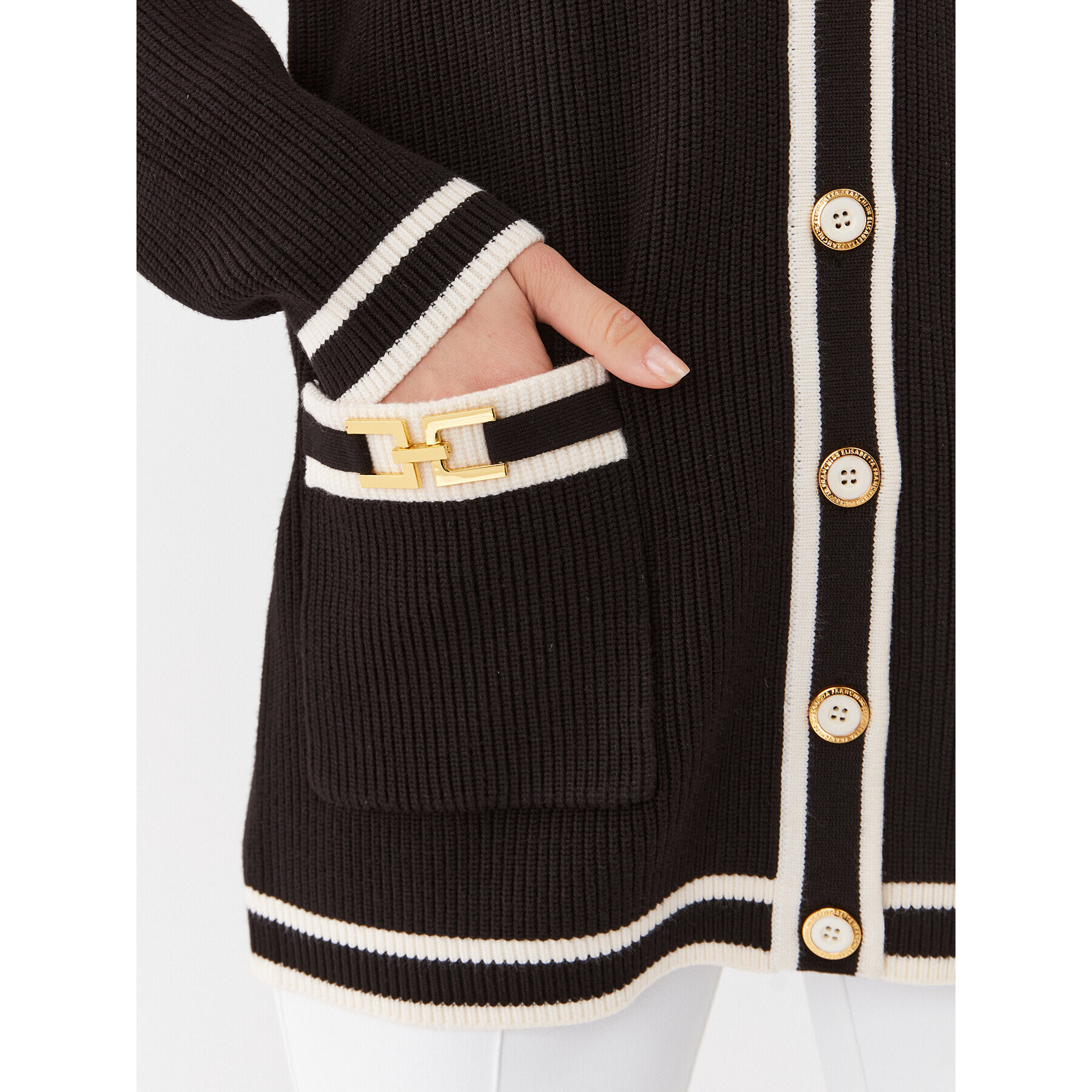 Elisabetta Franchi Cardigan MK-71S-36E2-V460 Negru Regular Fit - Pled.ro