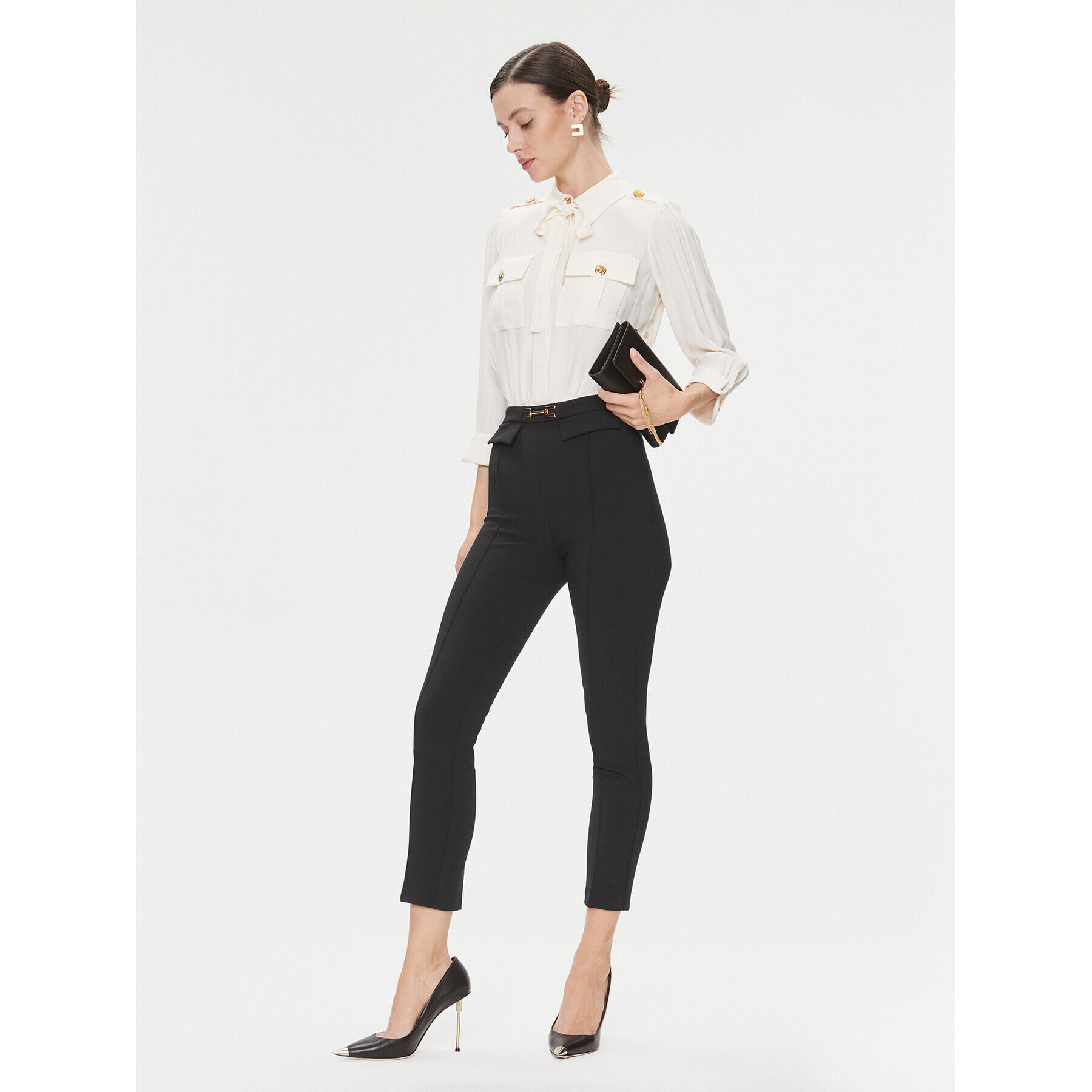 Elisabetta Franchi Salopetă TU-007-36E2 Alb Slim Fit - Pled.ro