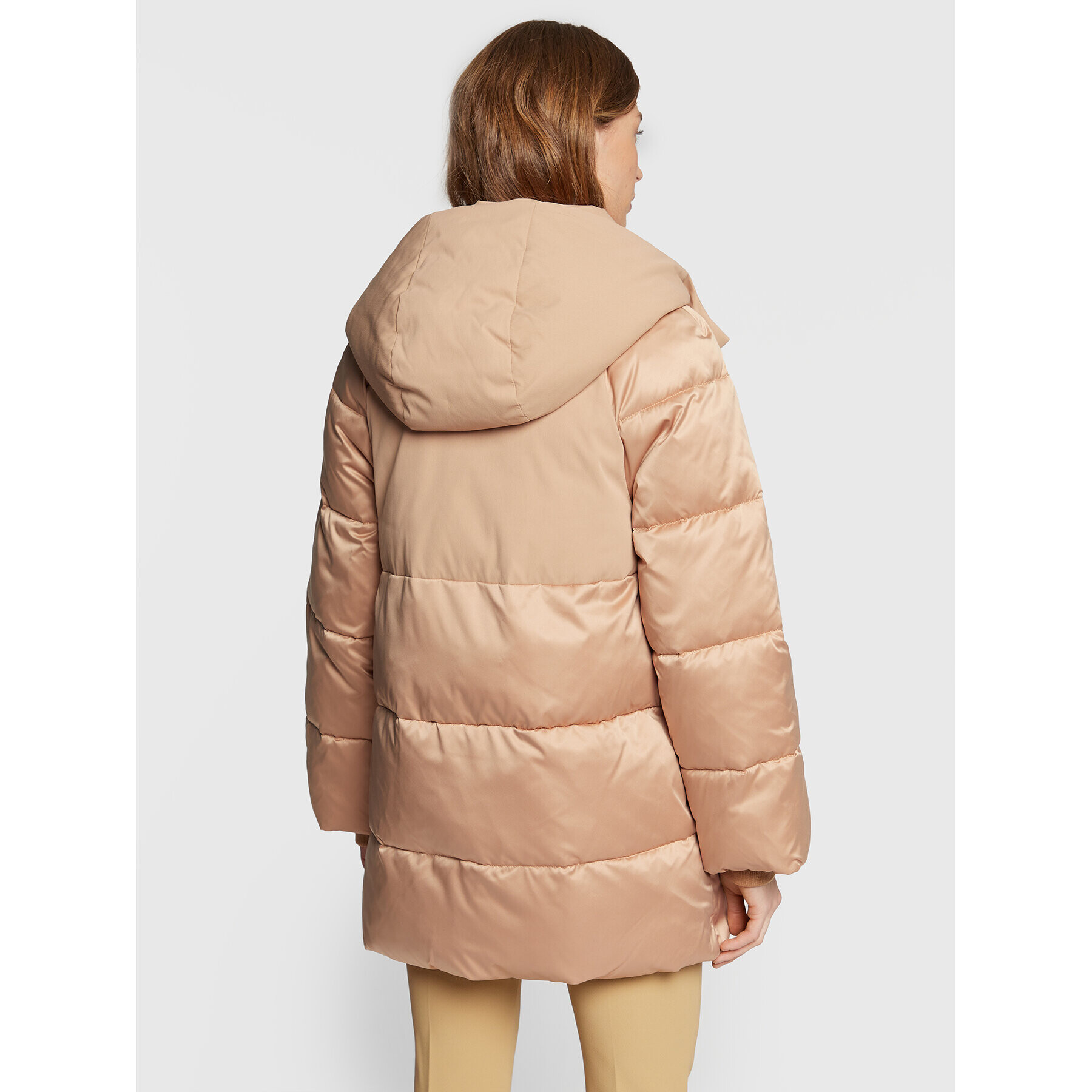 Elisabetta Franchi Geacă din puf PI-48Z-26E2-V490 Bej Oversize - Pled.ro