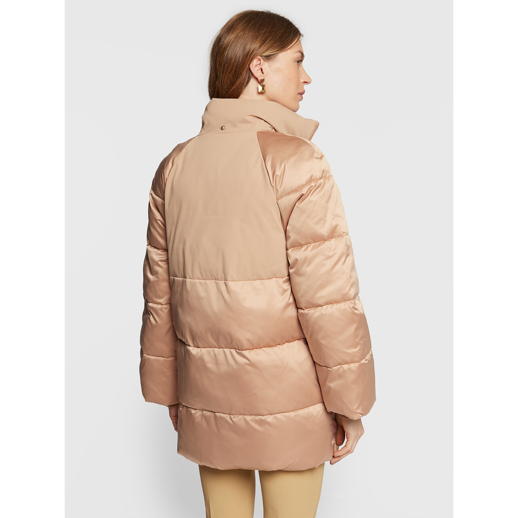 Elisabetta Franchi Geacă din puf PI-48Z-26E2-V490 Bej Oversize - Pled.ro