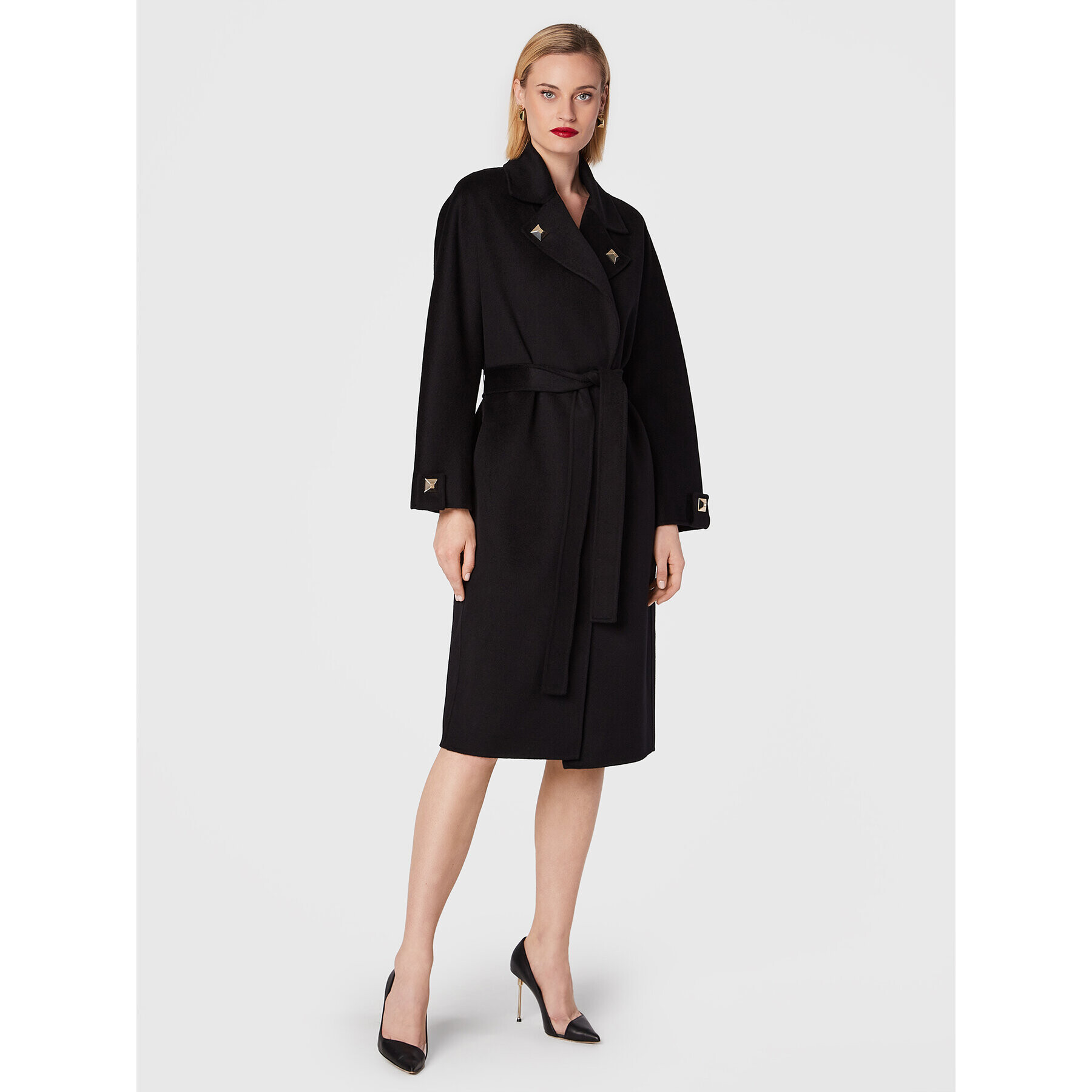 Elisabetta Franchi Palton de lână CP-40C-26E2-V740 Negru Regular Fit - Pled.ro