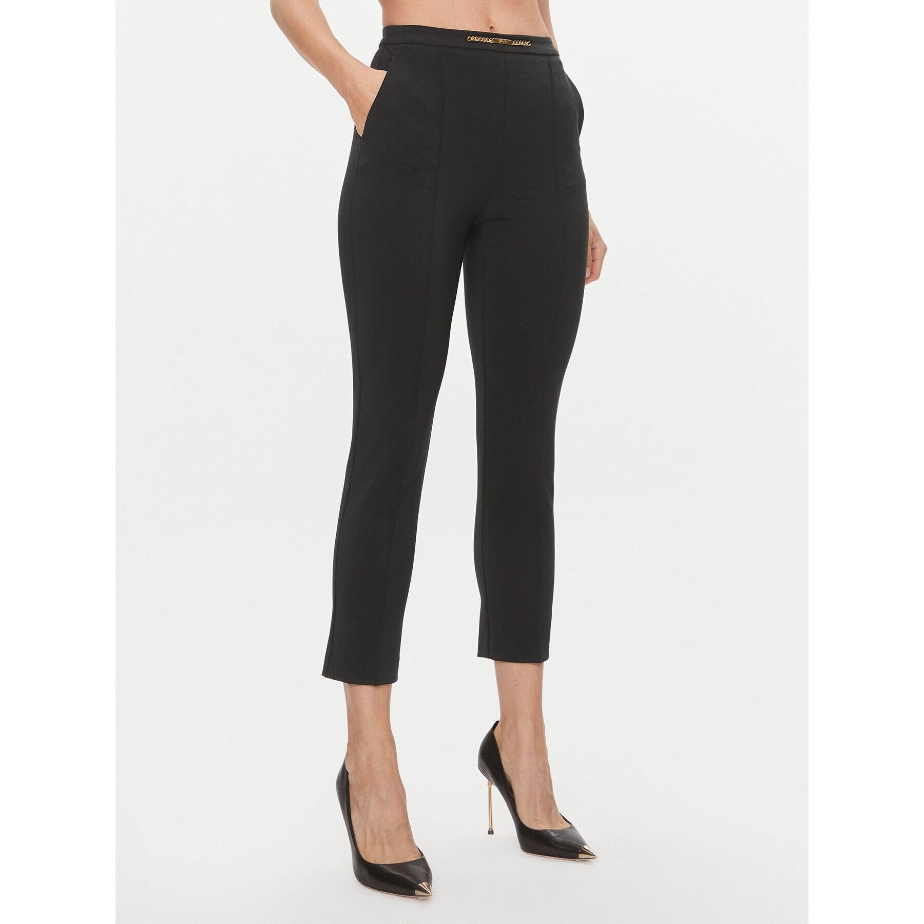 Elisabetta Franchi Pantaloni chino PA-011-36E3-V310 Negru Regular Fit - Pled.ro