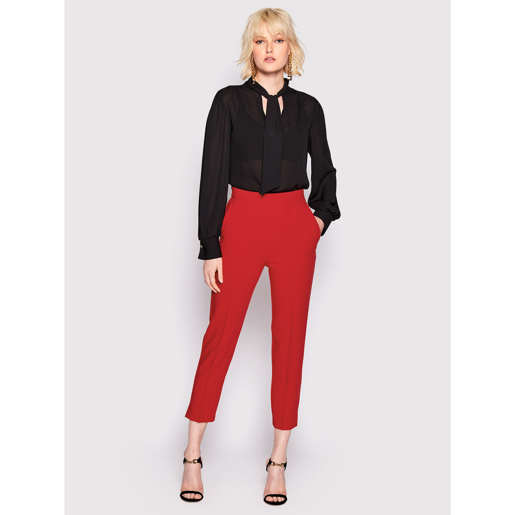 Elisabetta Franchi Pantaloni chino PA-015-26E2-V250 Roșu Slim Fit - Pled.ro