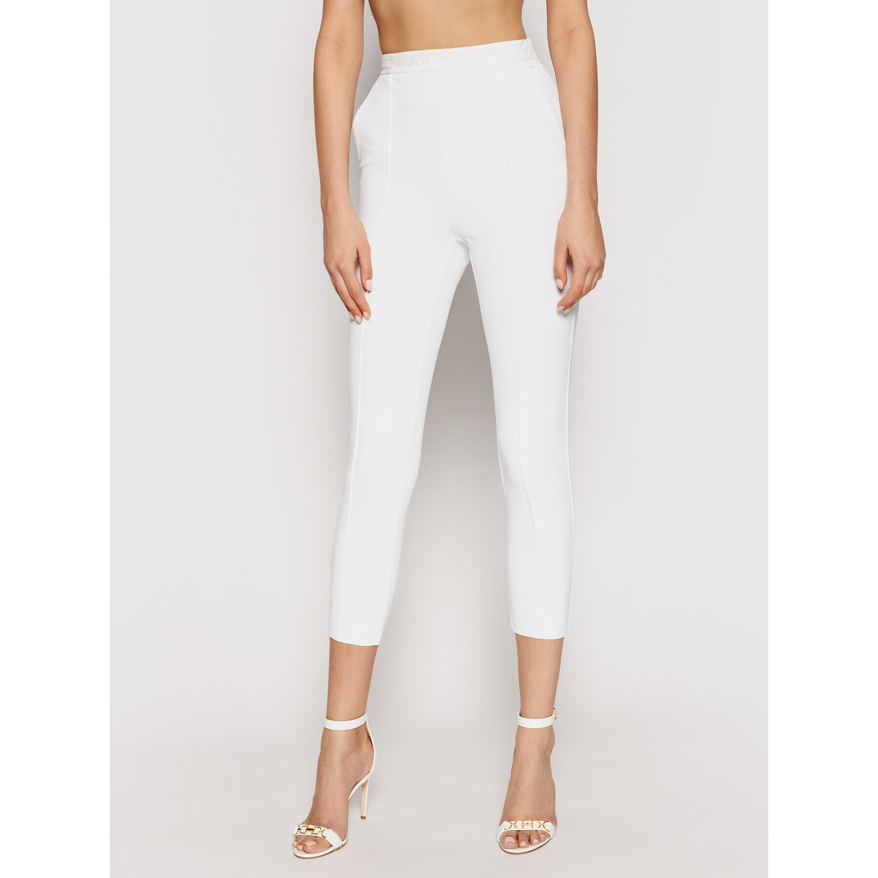 Elisabetta Franchi Pantaloni chino PA-337-11E2-V280 Alb Cigarette Fit - Pled.ro